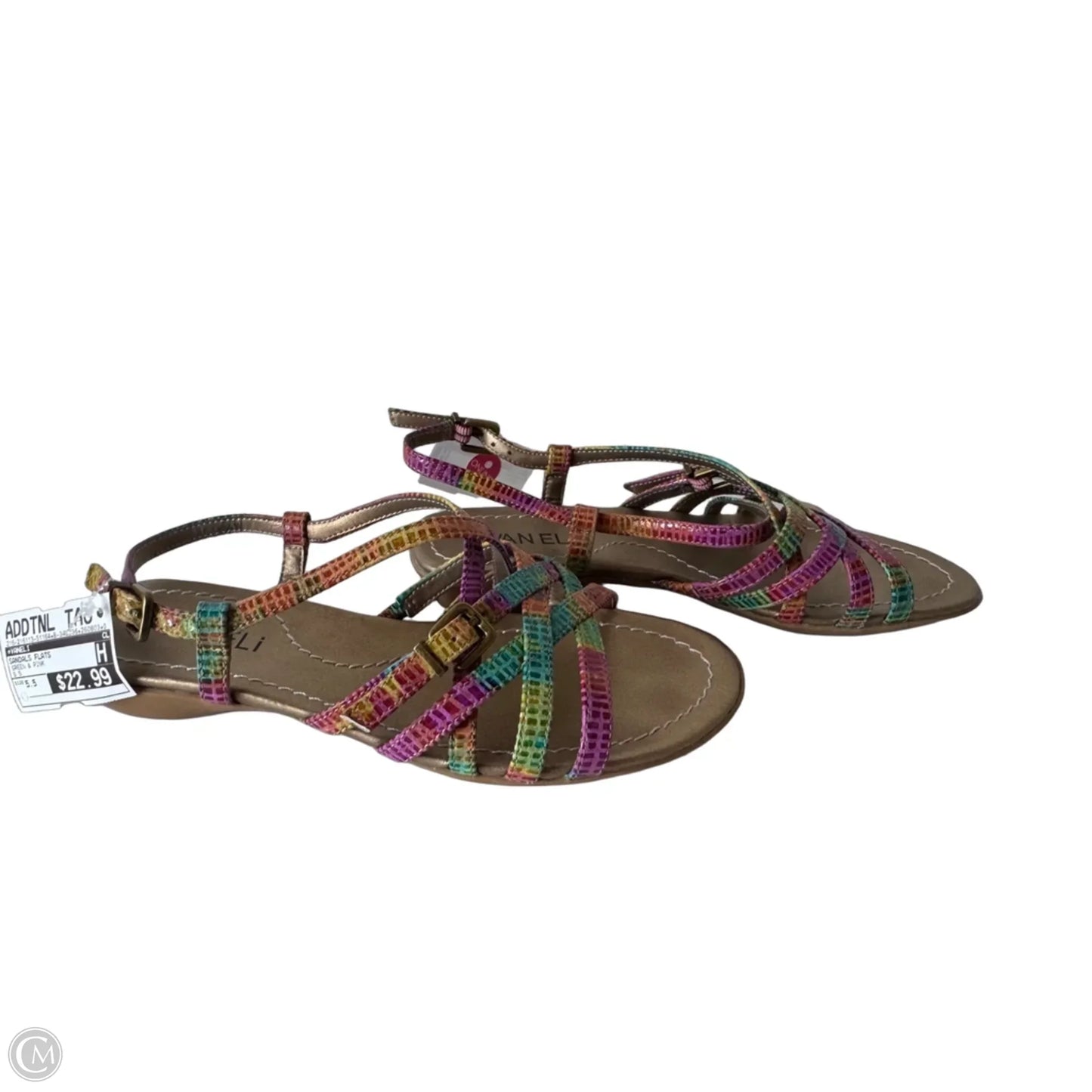 Sandals Flats By Vaneli In Green & Pink, Size: 5.5
