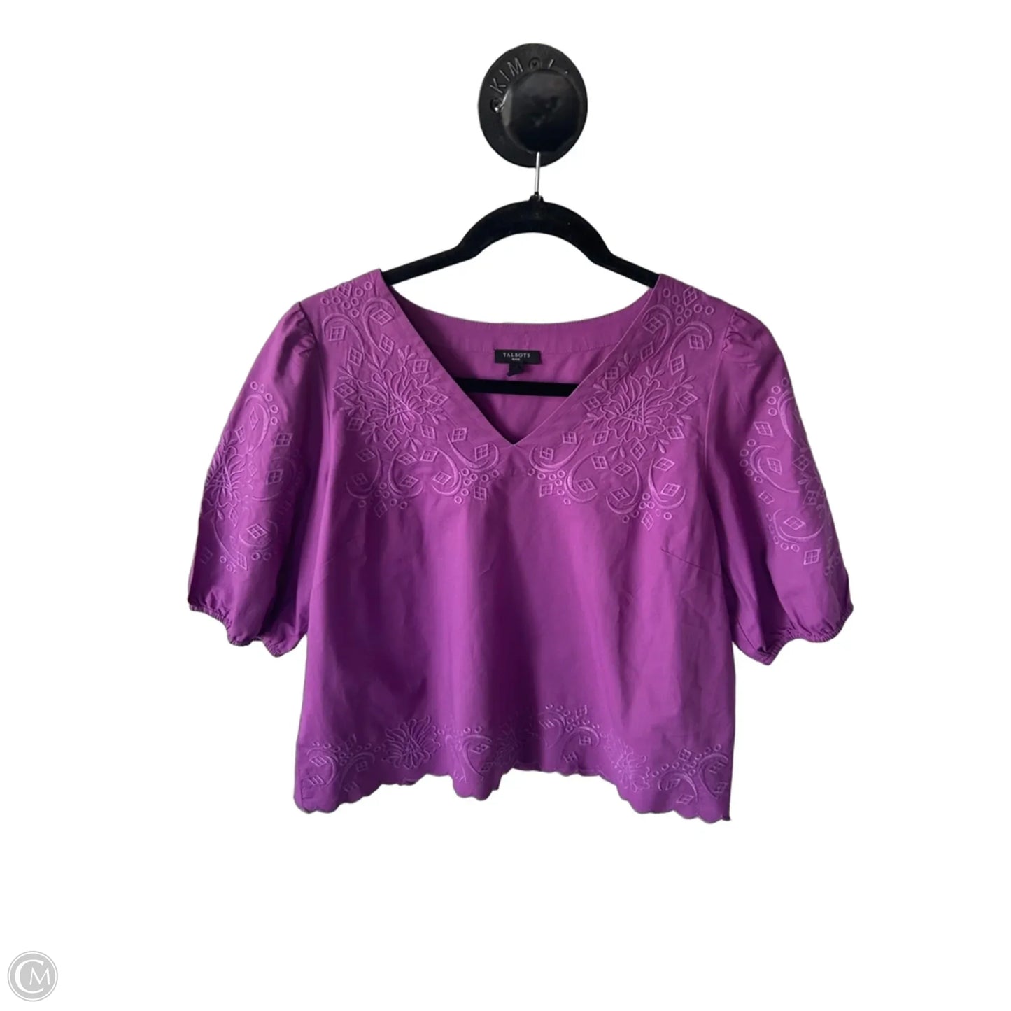 Blouse Short Sleeve By Talbots In Purple, Size: Mp