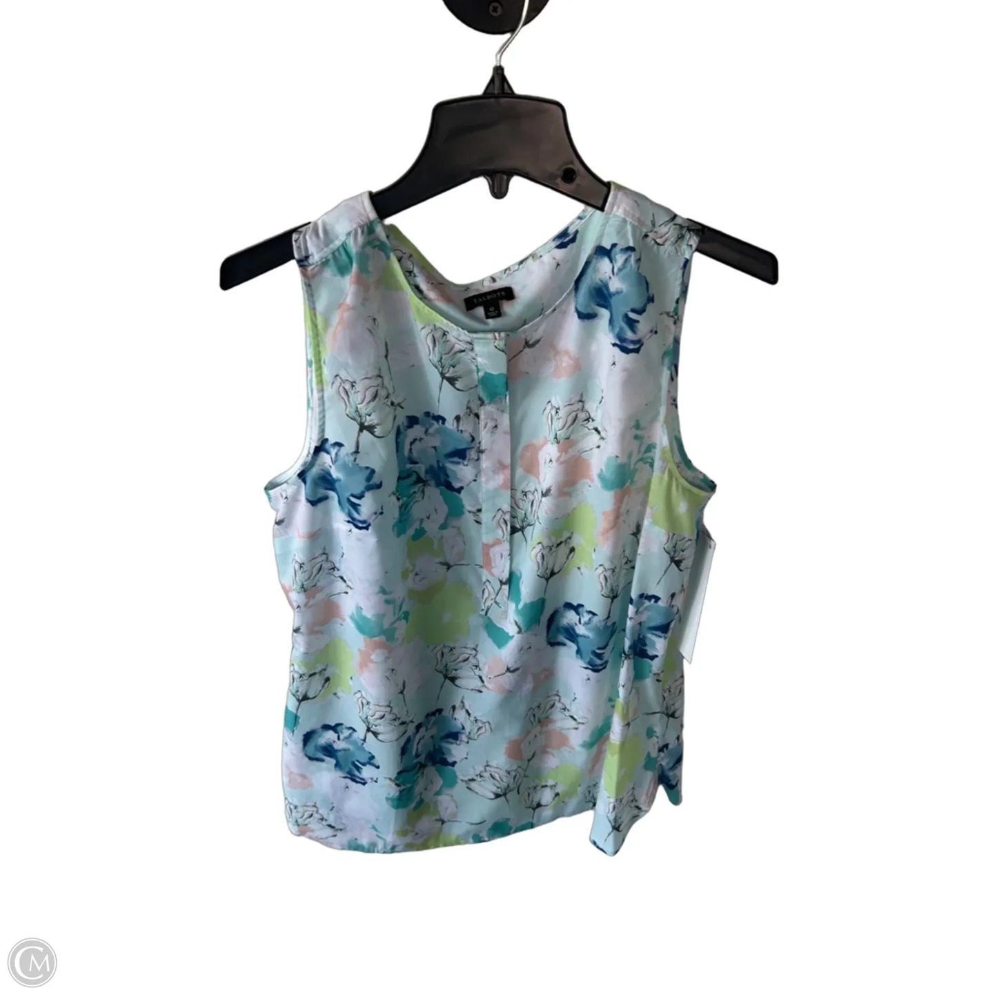 Blouse Sleeveless By Talbots In Blue & White, Size: L