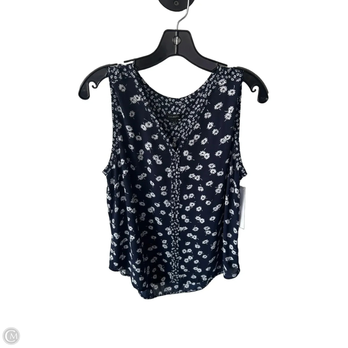 Blouse Sleeveless By Talbots In Blue & White, Size: L