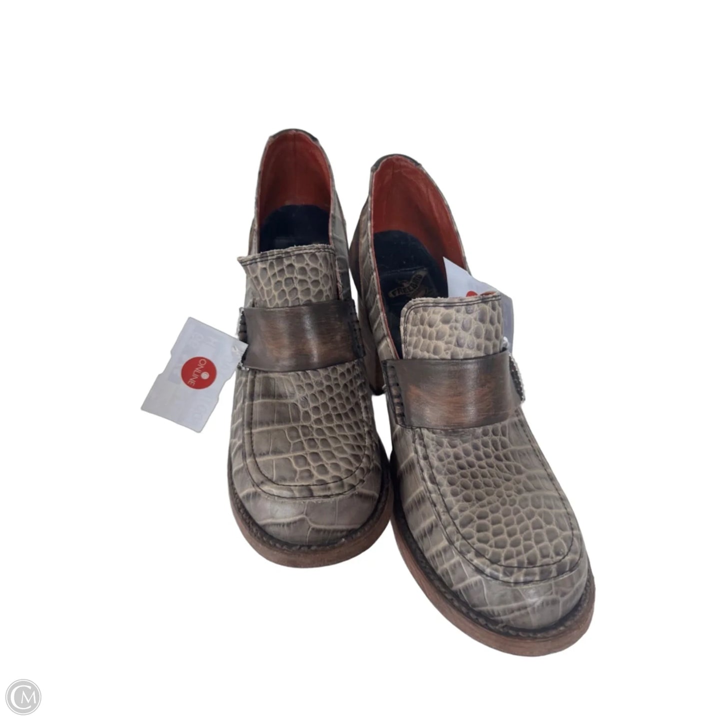 Shoes Heels Block By Freebird In Brown Denim, Size: 8