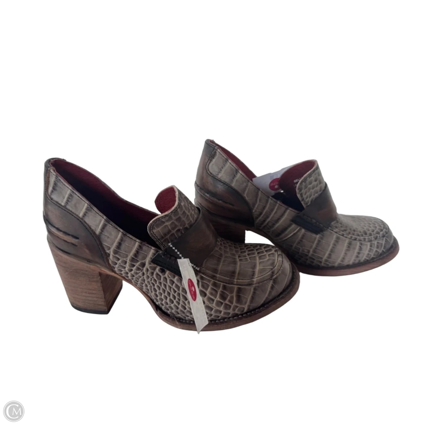 Shoes Heels Block By Freebird In Brown Denim, Size: 8