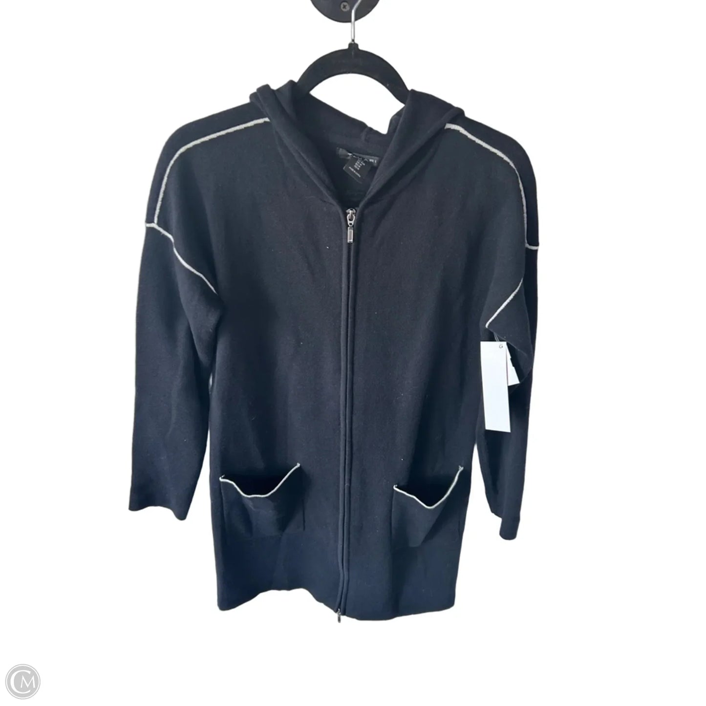 Sweater Cardigan By Tahari In Black & White, Size: M