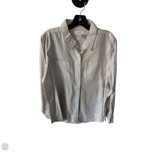 Blouse Long Sleeve By Japna In Tan & White, Size: L