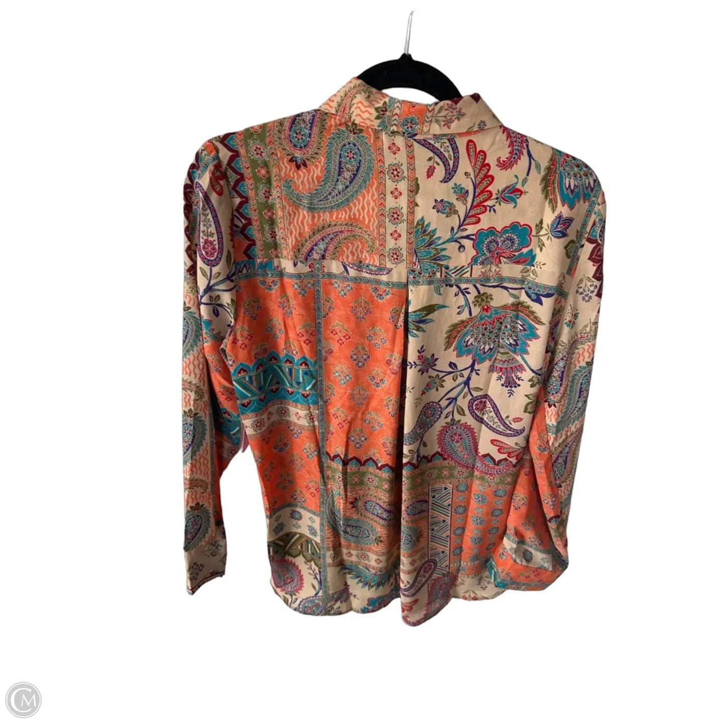 Blouse Long Sleeve By Rose And Olive In Orange & Tan, Size: M