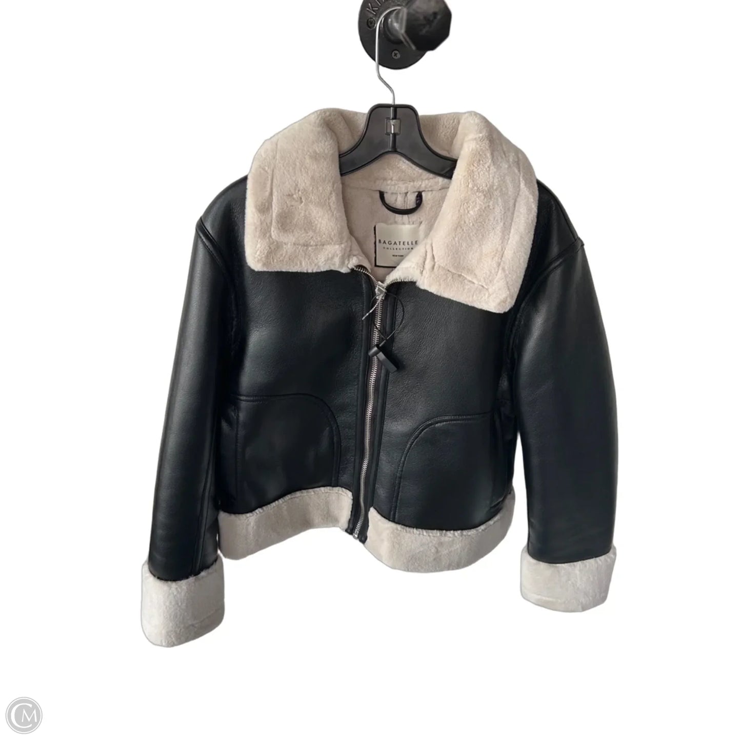 Jacket Faux Fur & Sherpa By Bagatelle In Black & Cream, Size: M