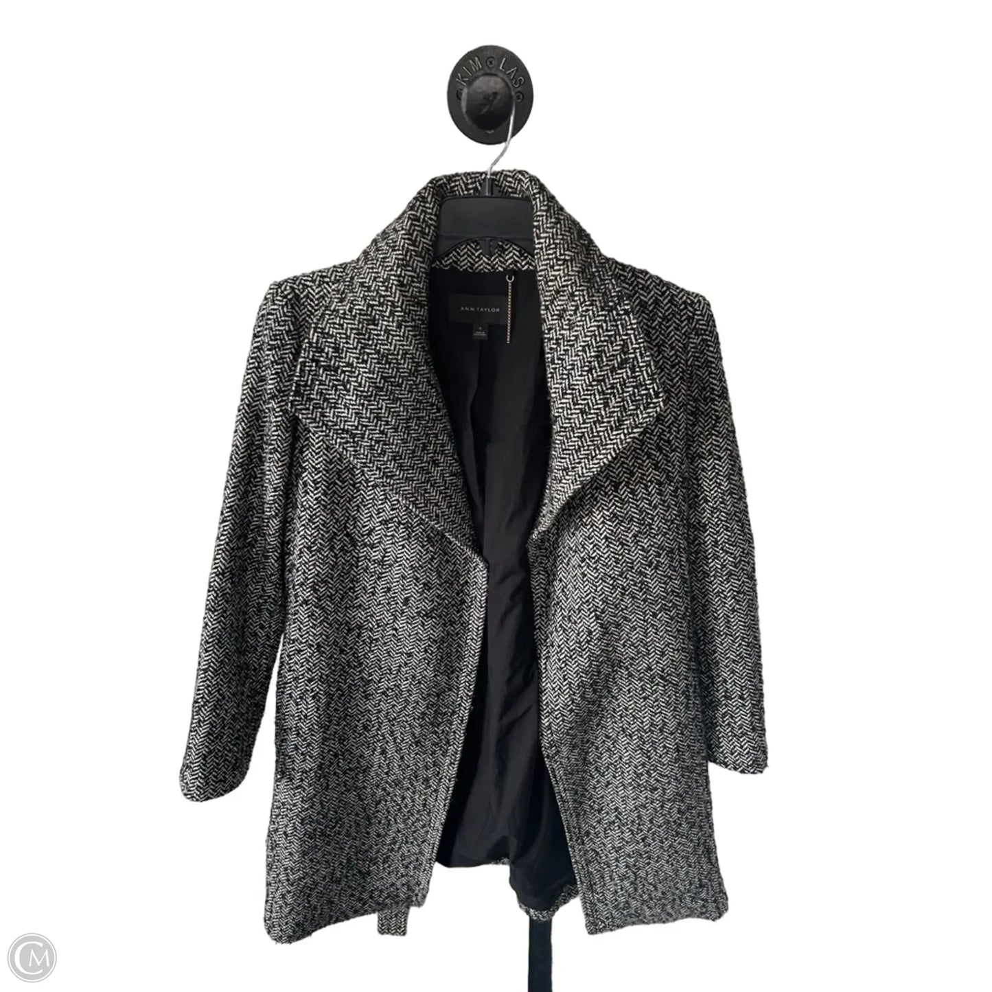 Coat Wool By Ann Taylor In Black & Cream, Size: M