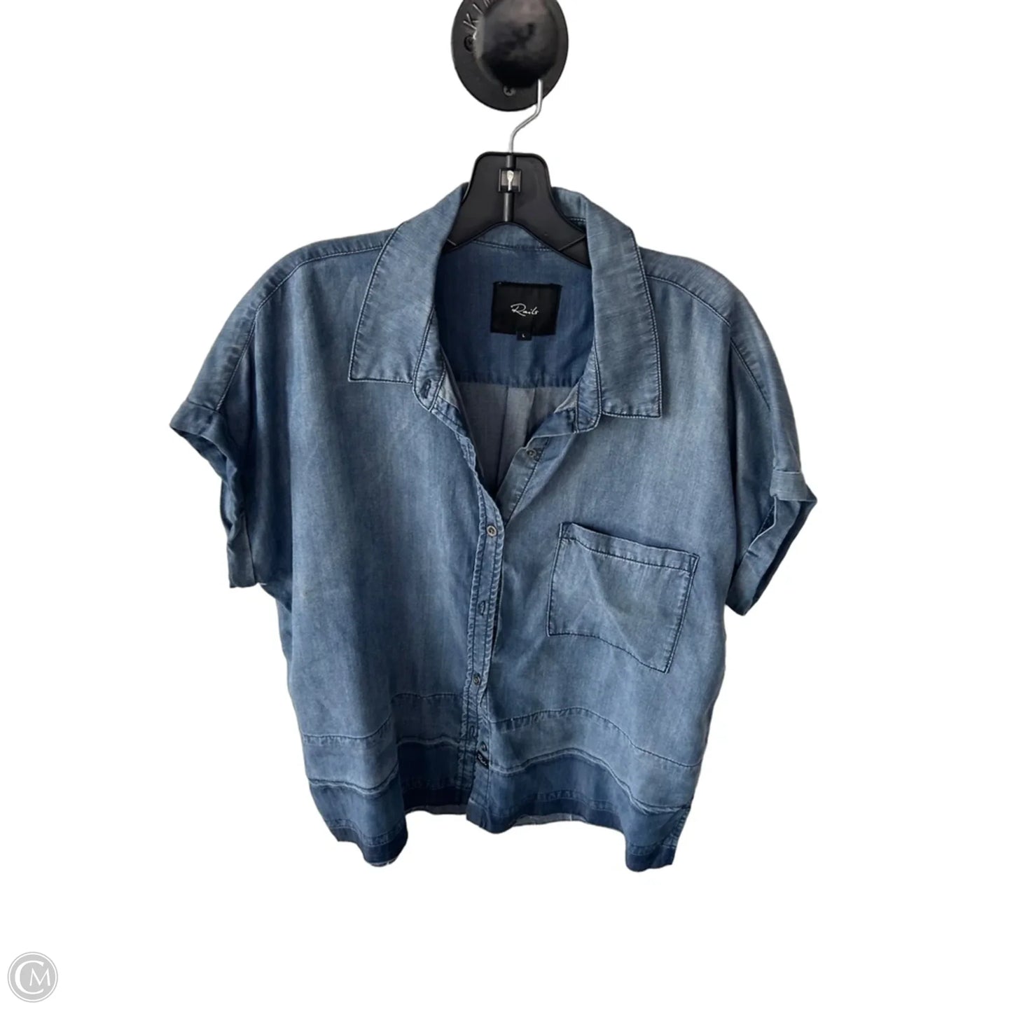 Top Short Sleeve By Rails In Blue Denim, Size: L