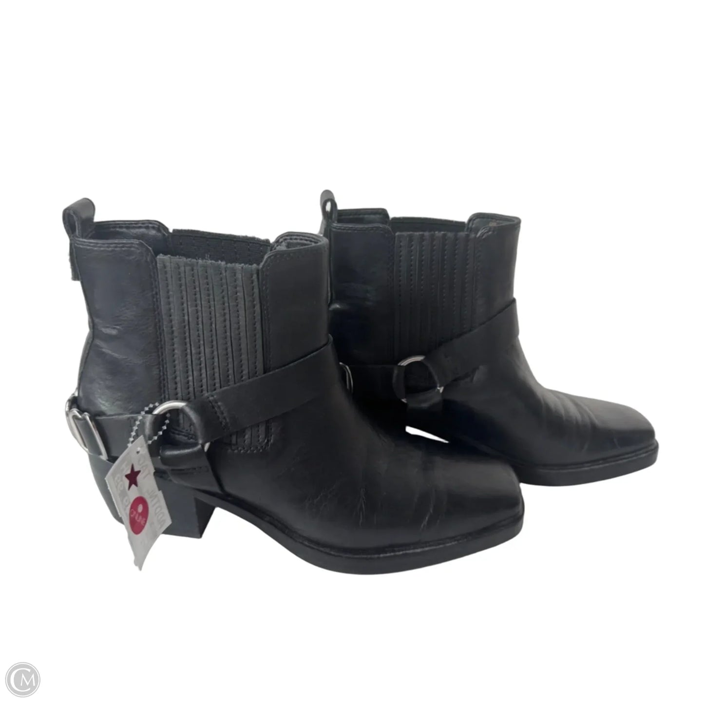 Boots Ankle Heels By Sam Edelman In Black & Silver, Size: 9