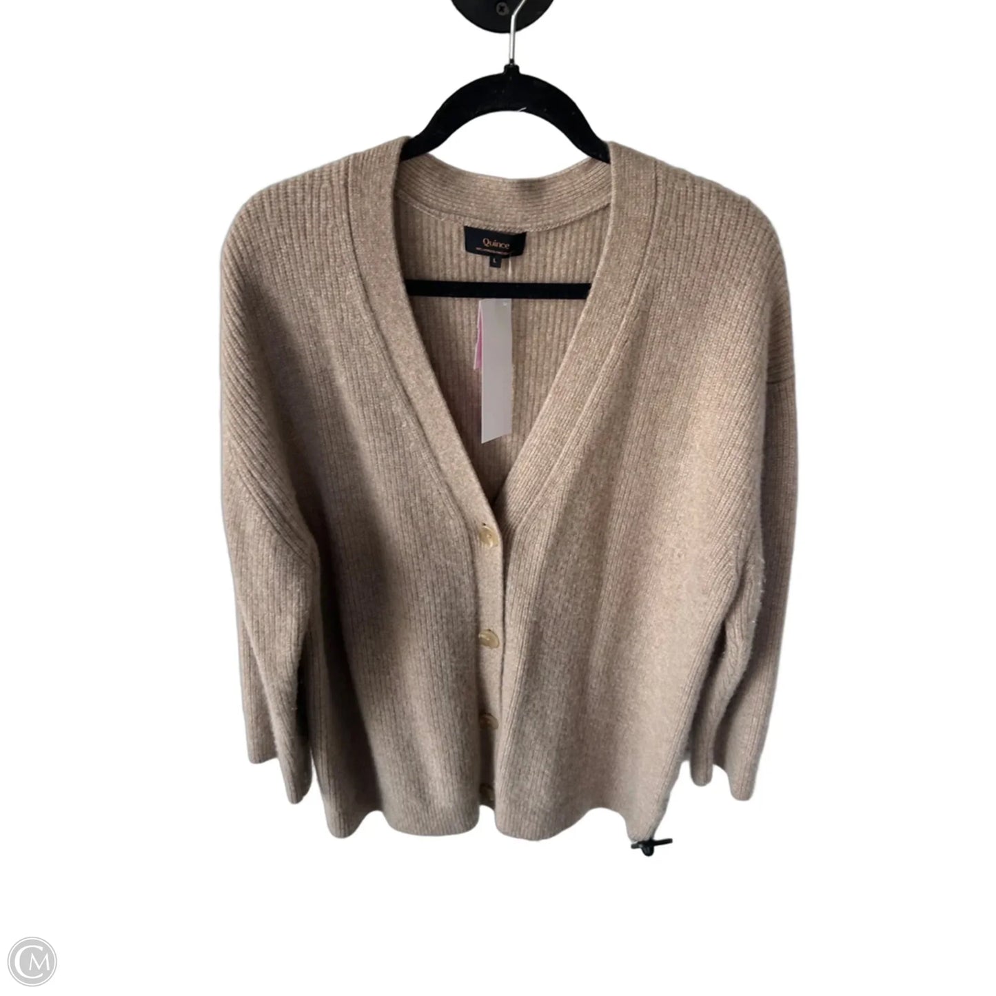 Sweater Cardigan Cashmere By Quince In Tan, Size: L