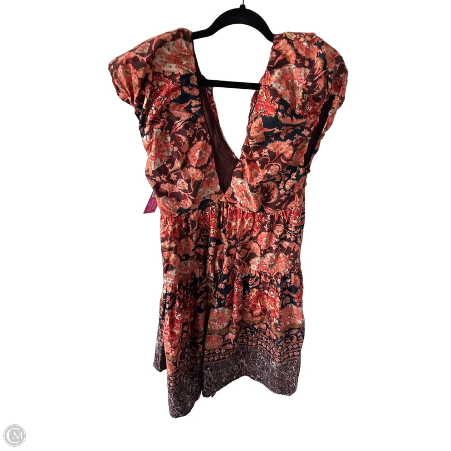 Dress Casual Midi By Anthropologie In Brown & Orange, Size: M