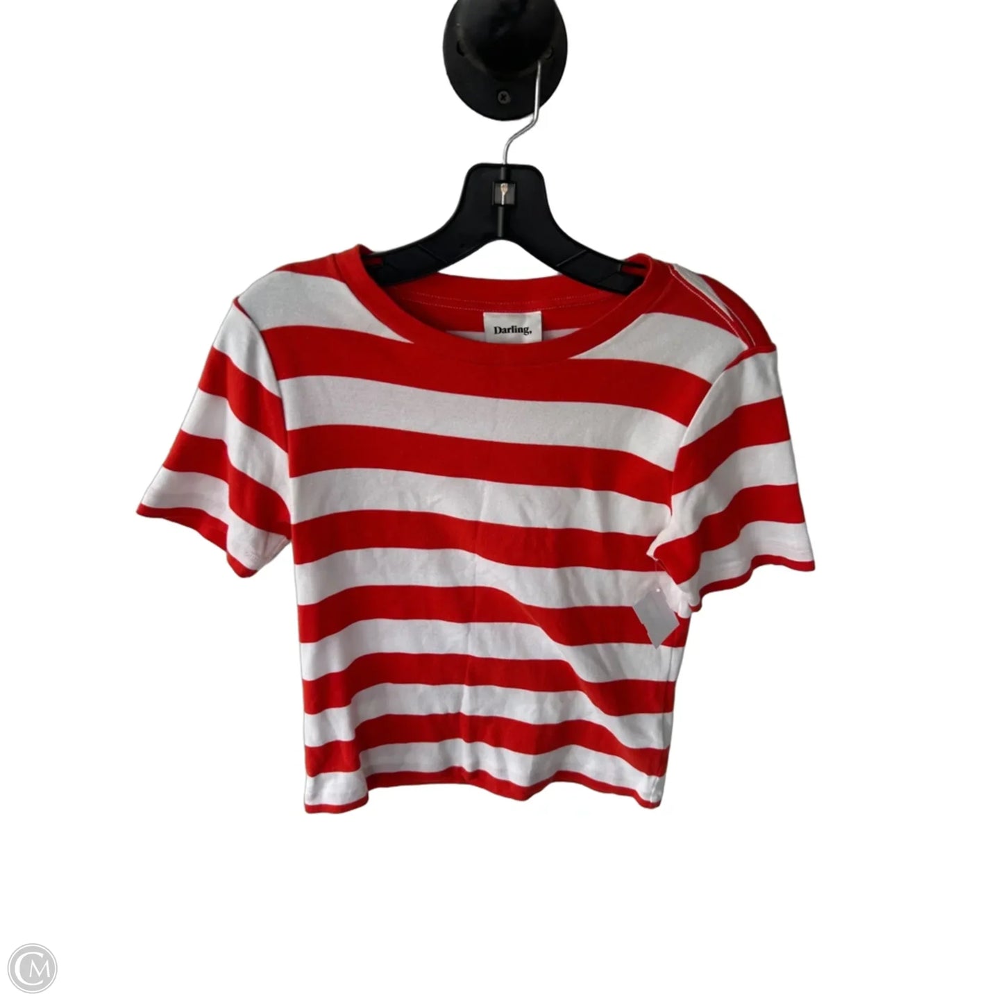 Top Short Sleeve Basic By Clothes Mentor In Orange & White, Size: S