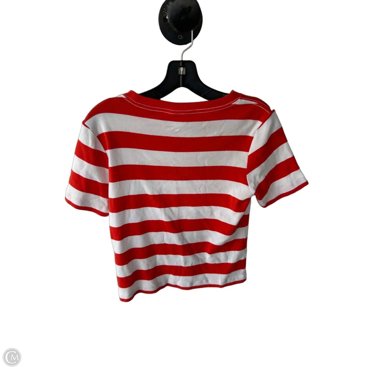 Top Short Sleeve Basic By Clothes Mentor In Orange & White, Size: S