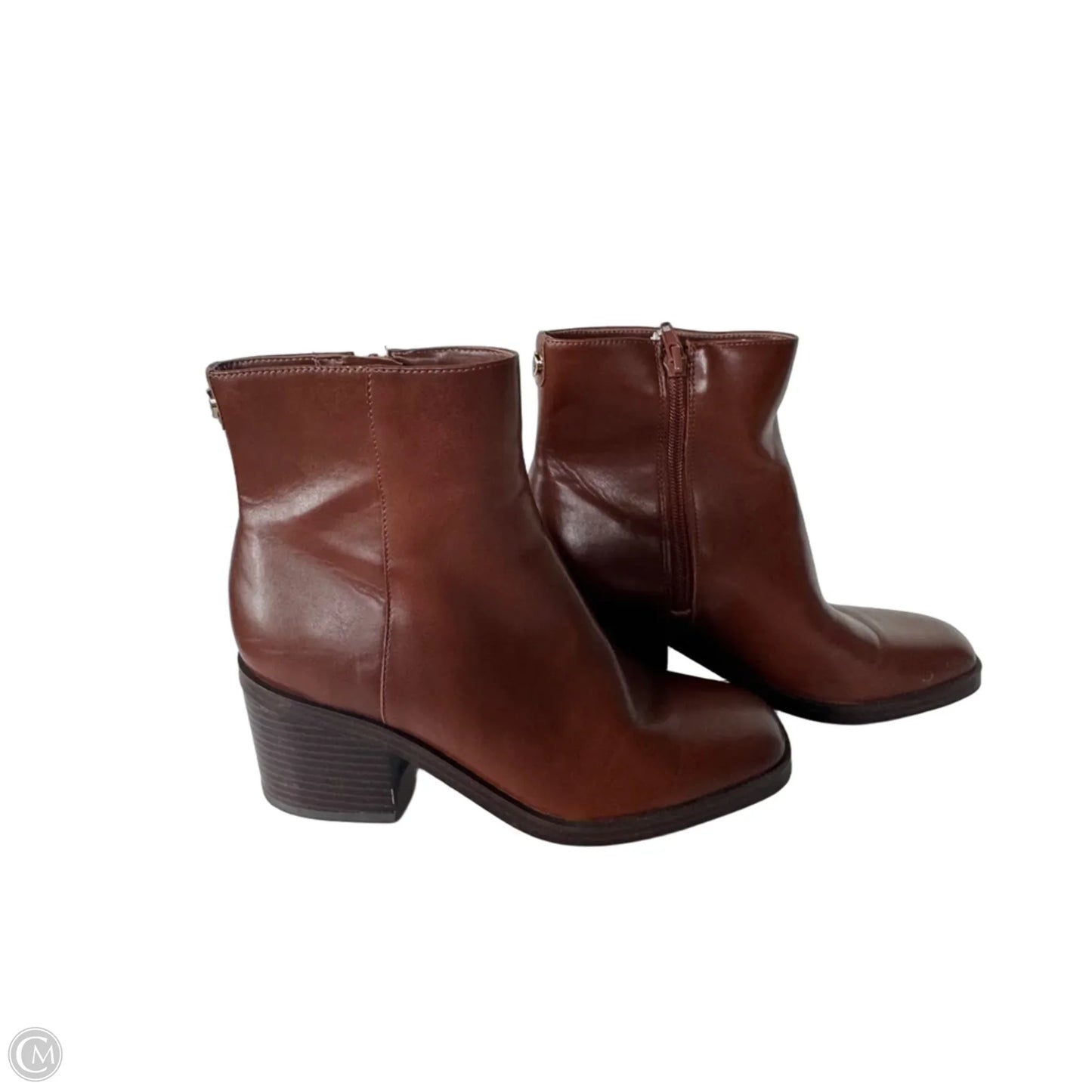 Boots Ankle Heels By Nine West In Brown, Size: 7