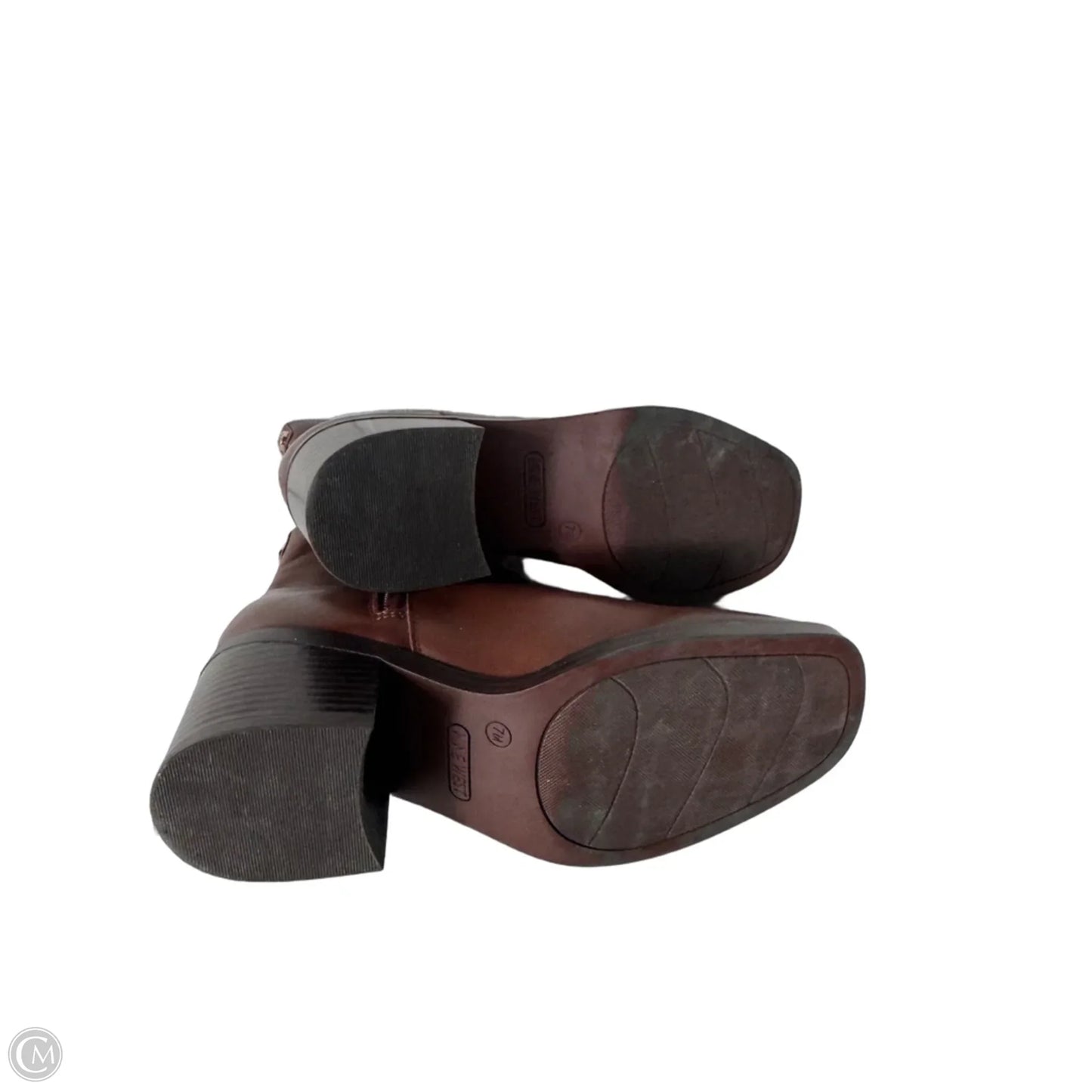 Boots Ankle Heels By Nine West In Brown, Size: 7