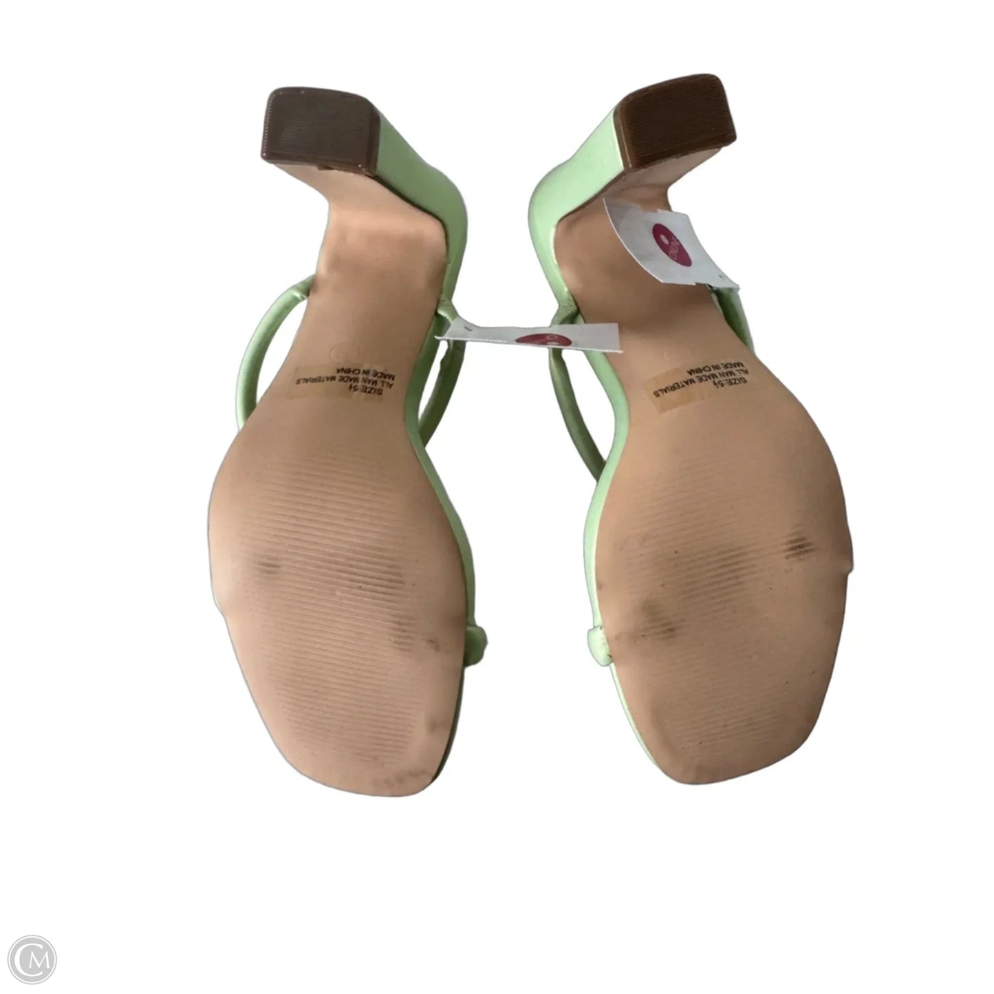 Sandals Heels Block By Lulus In Green, Size: 5.5