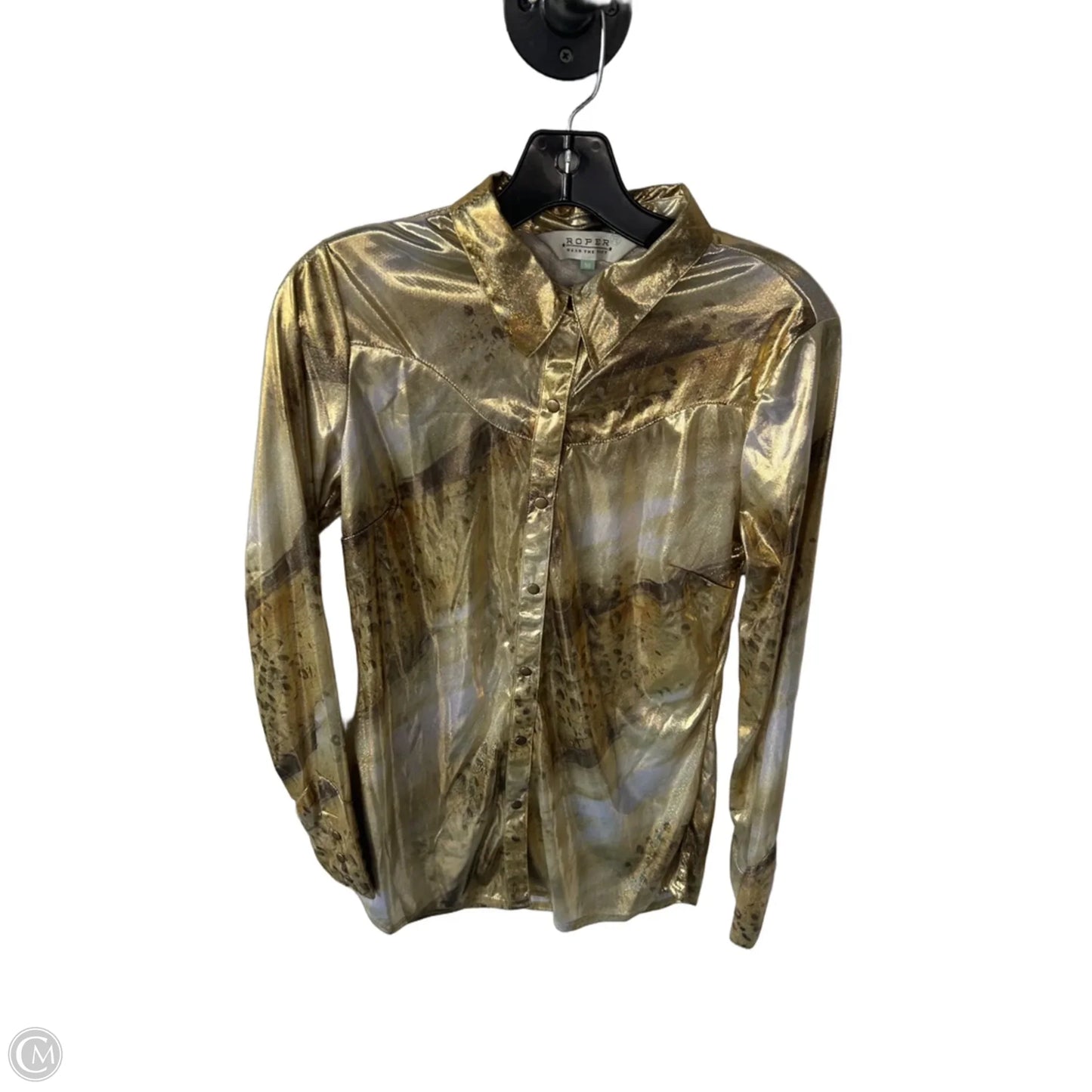 Blouse Long Sleeve By Roper In Gold, Size: M