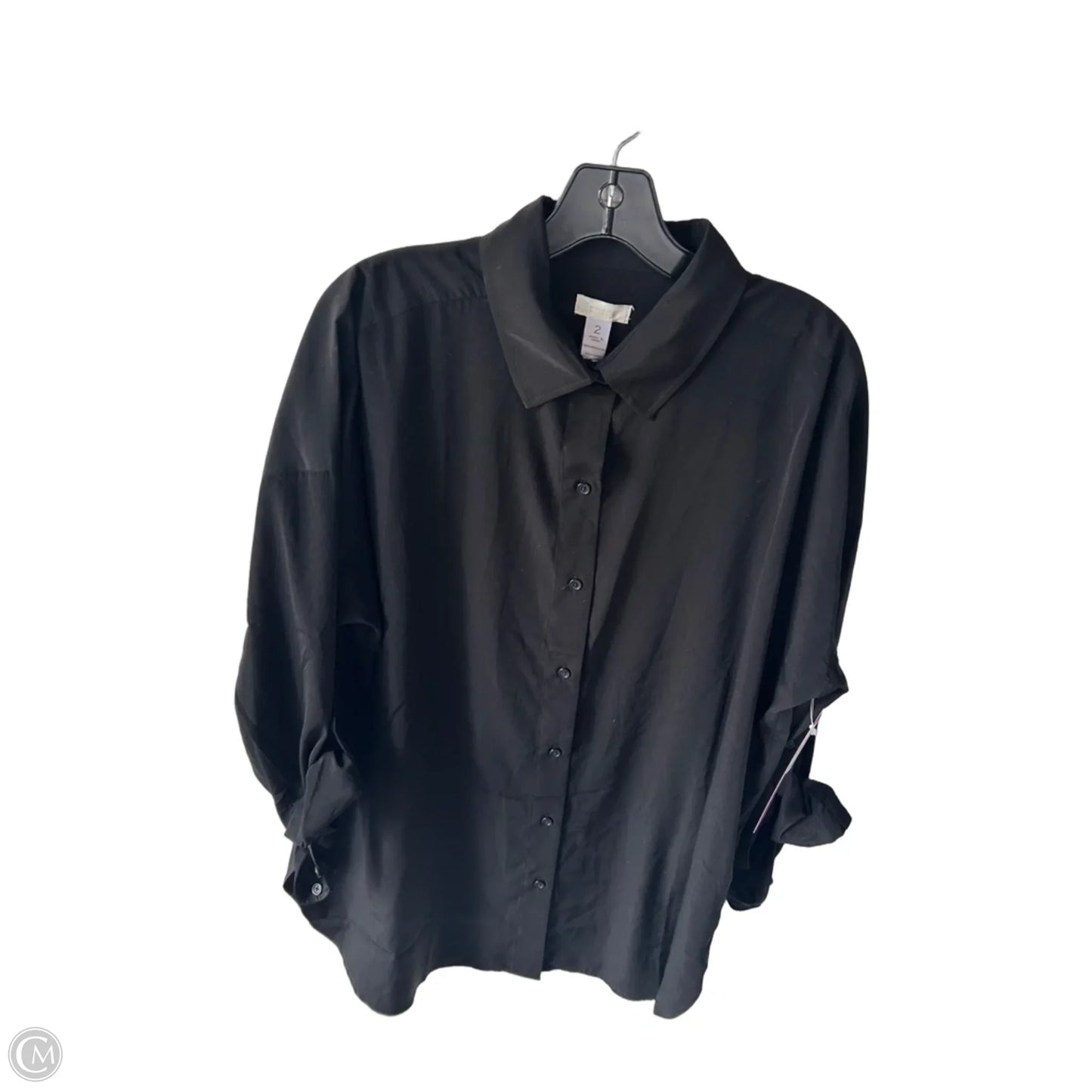 Blouse Long Sleeve By Chicos In Black, Size: L