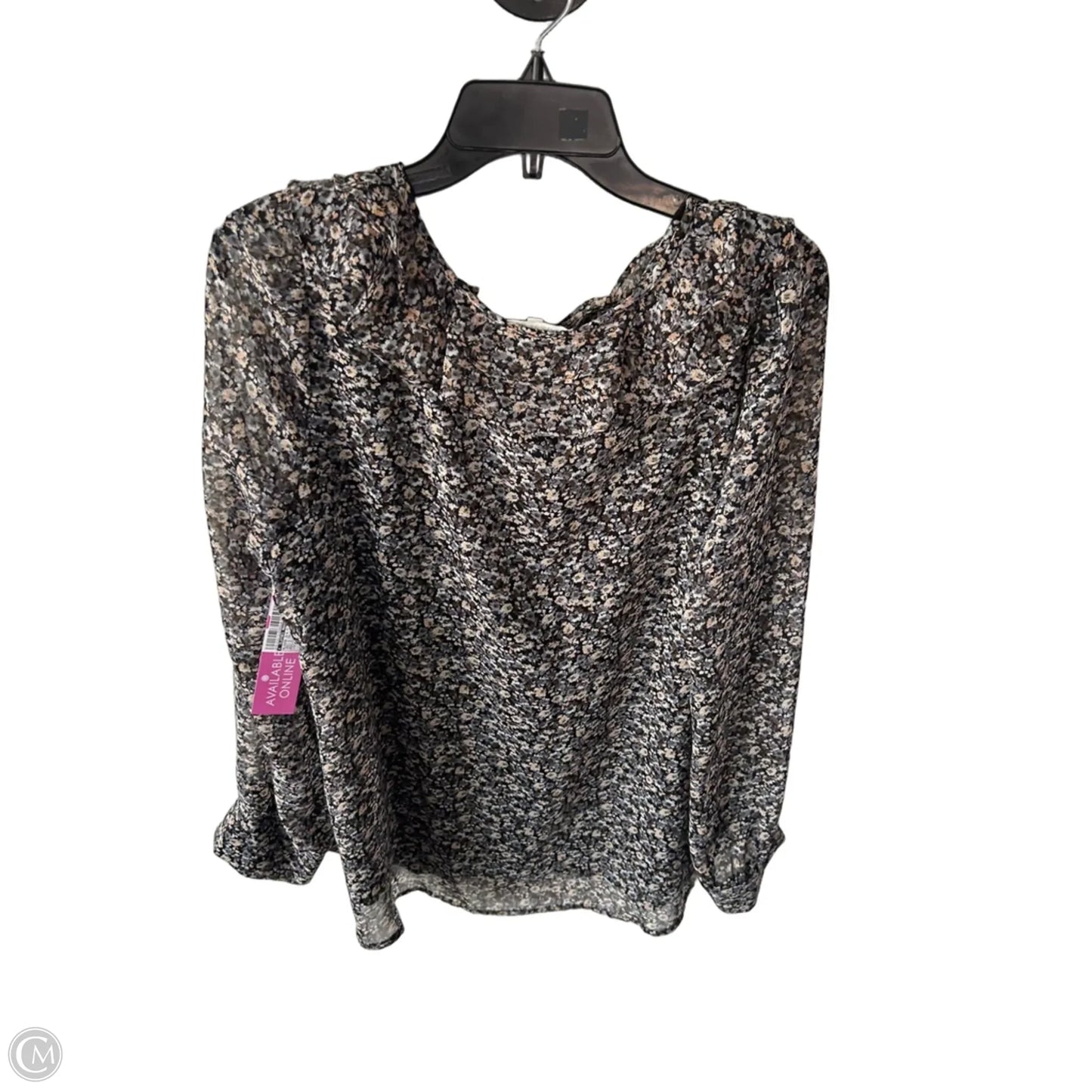 Blouse 3/4 Sleeve By Clothes Mentor In Grey & Tan, Size: Xl