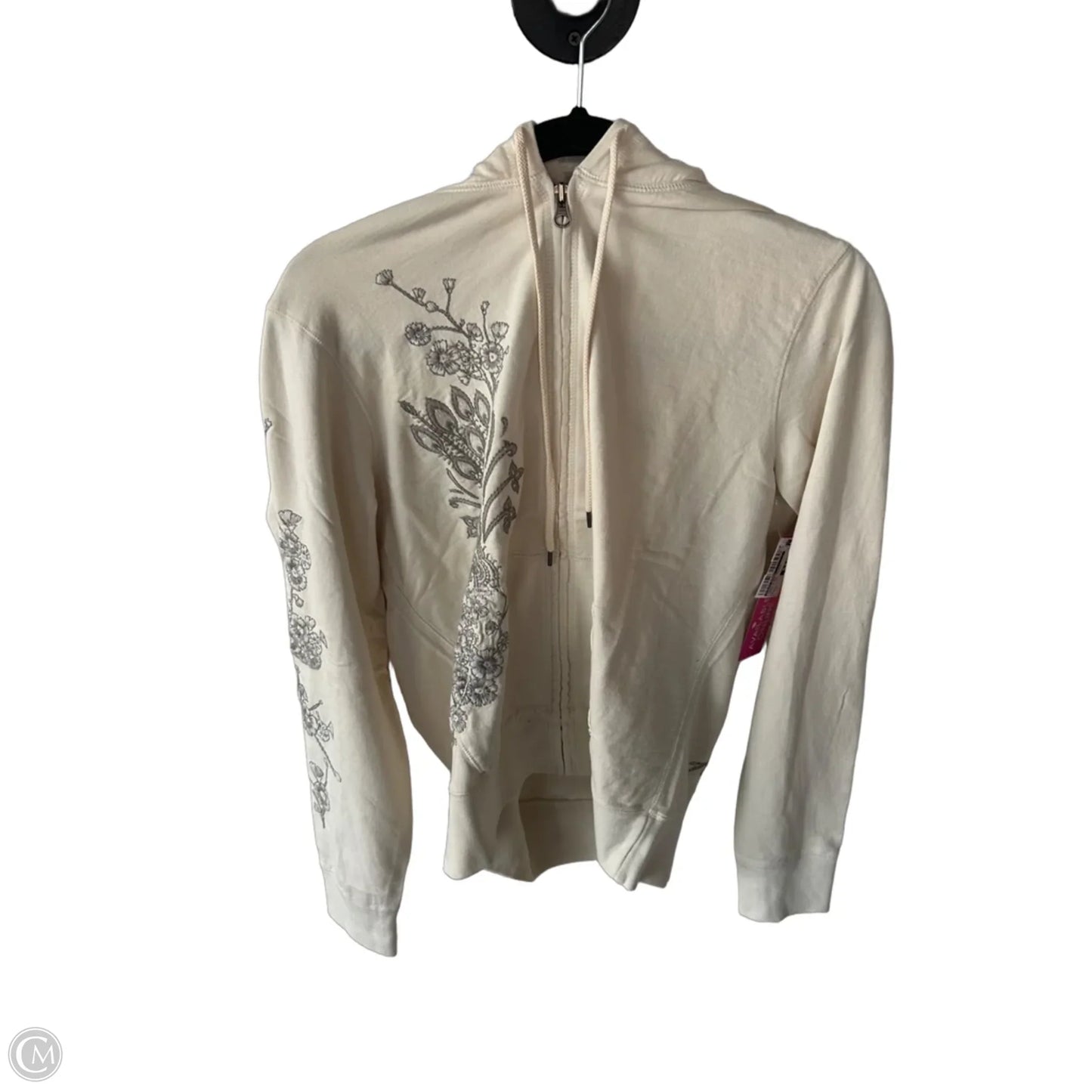 Sweatshirt Hoodie By Lucky Brand In Cream & Grey, Size: L
