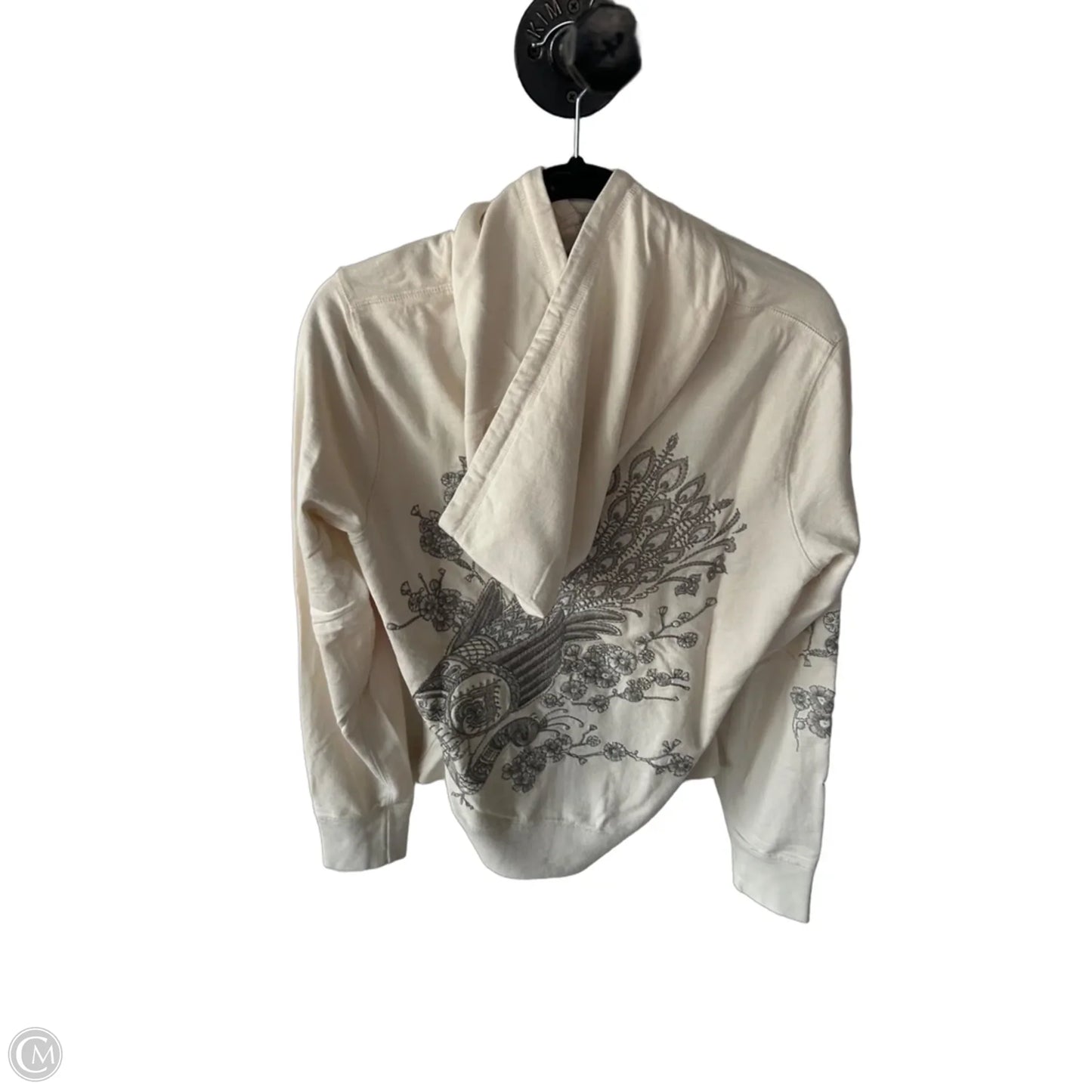 Sweatshirt Hoodie By Lucky Brand In Cream & Grey, Size: L