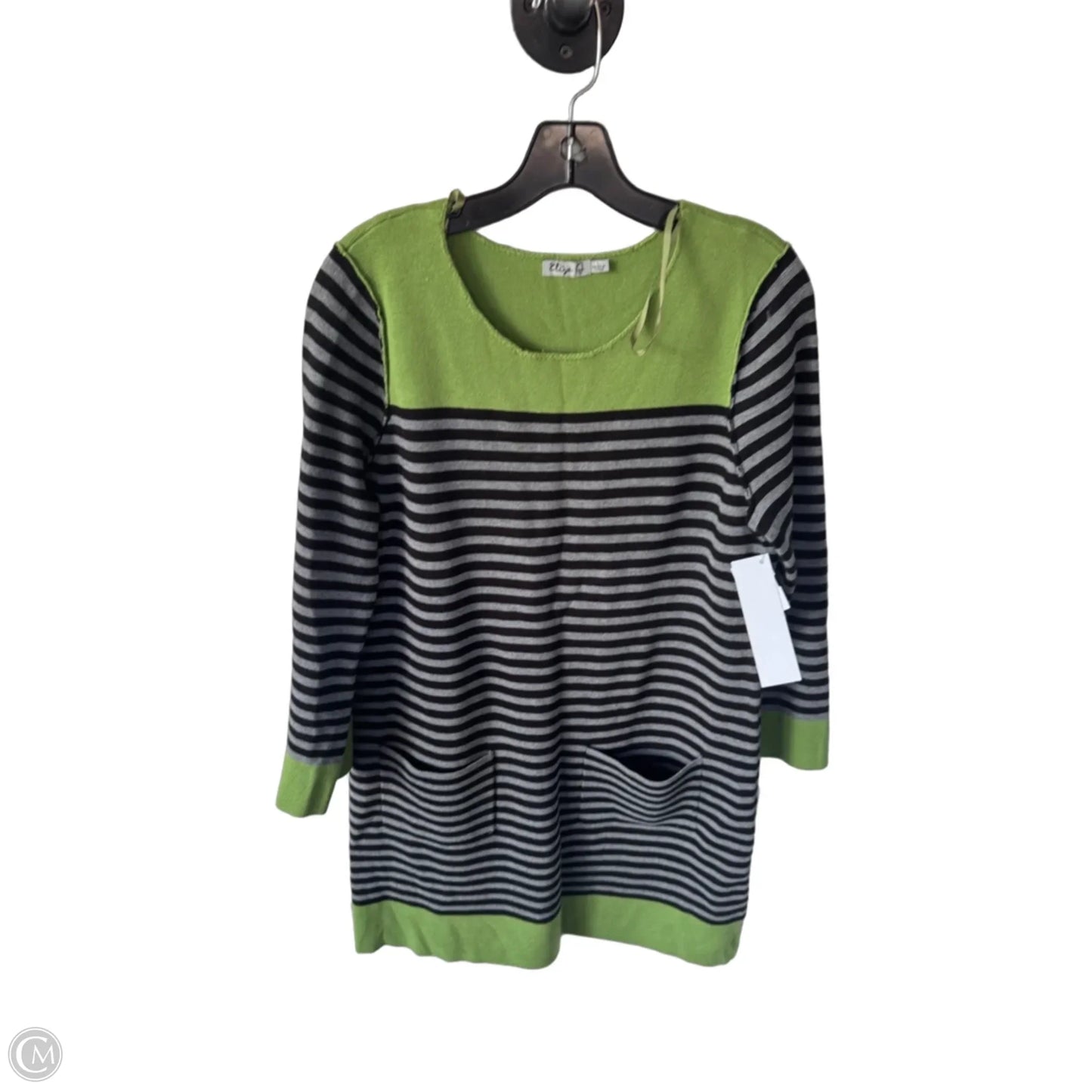 Dress Sweater By Eliza J In Green & Grey, Size: L