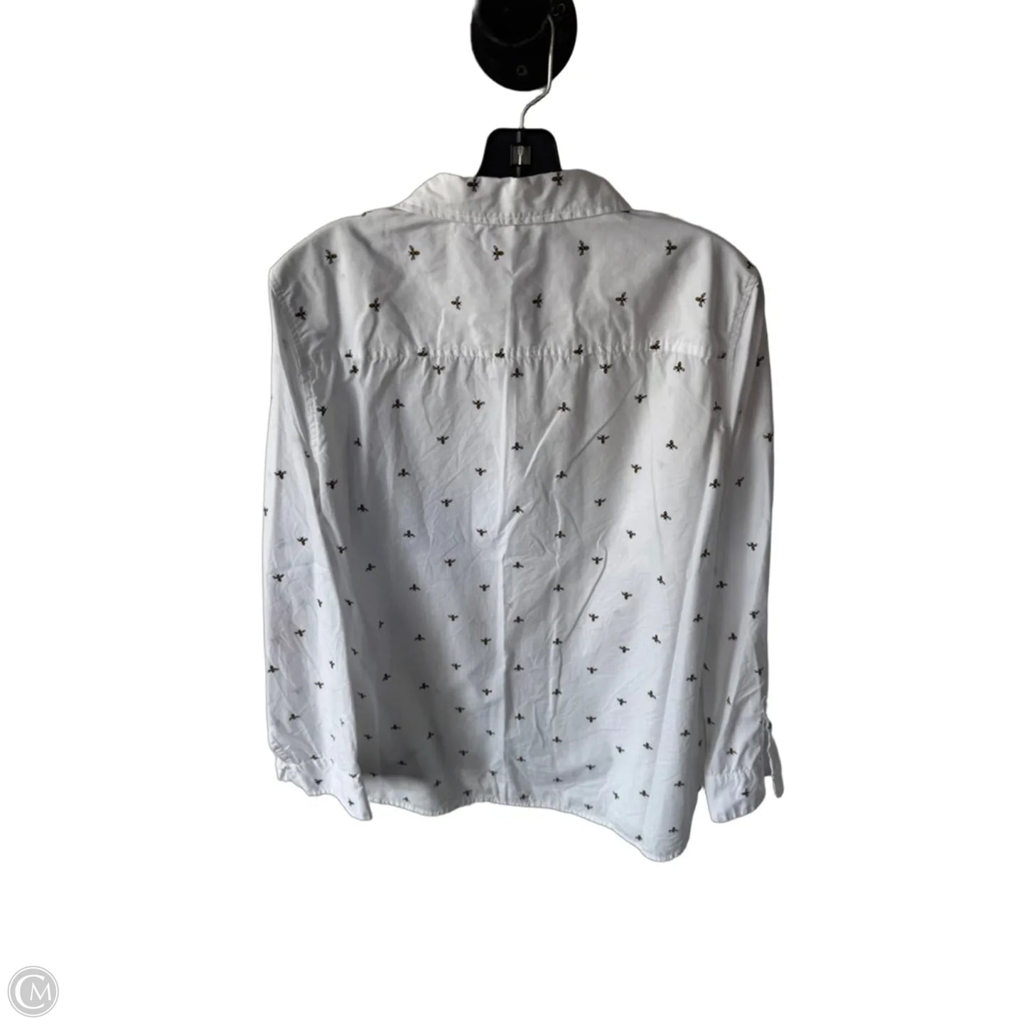 Blouse Long Sleeve By Gap In White & Yellow, Size: Xl