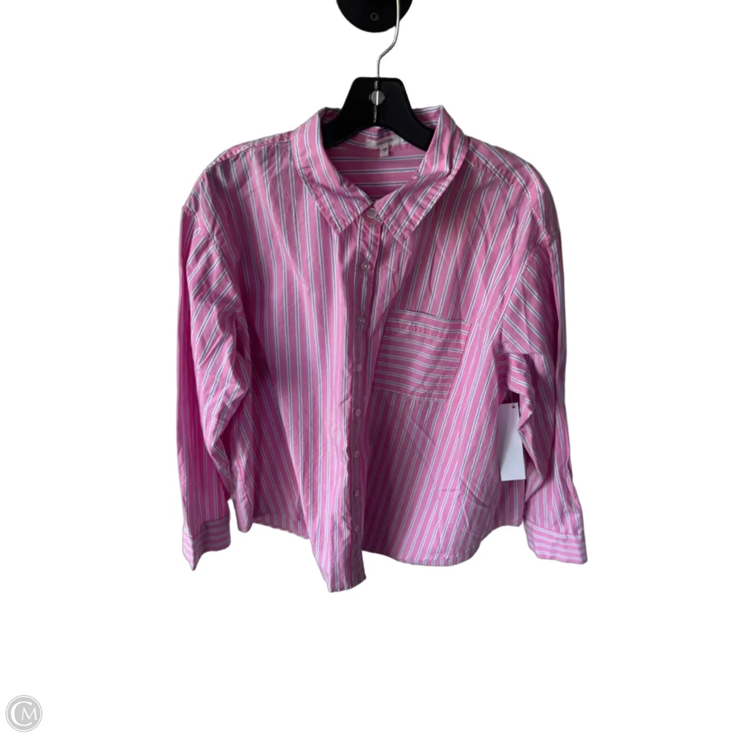 Blouse Long Sleeve By Maurices In Pink & White, Size: L