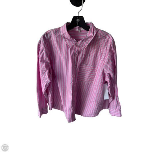 Blouse Long Sleeve By Maurices In Pink & White, Size: L