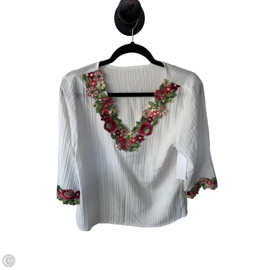 Blouse 3/4 Sleeve By Shein In Red & White, Size: M