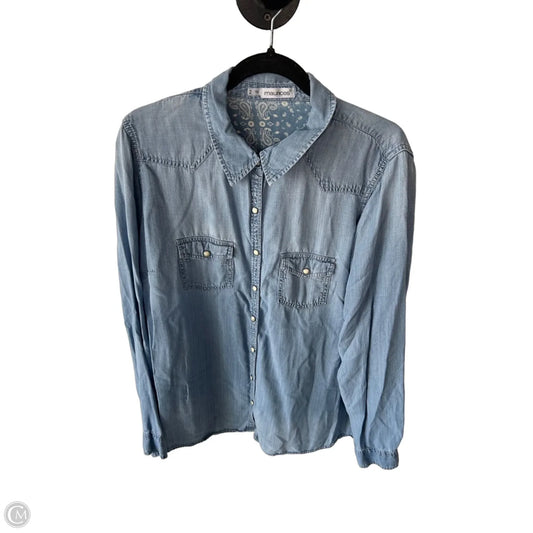 Top Long Sleeve By Maurices In Blue Denim, Size: 2x