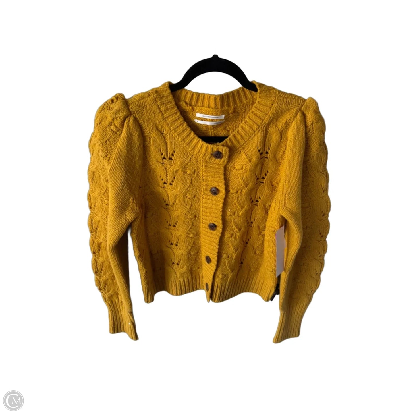 Sweater Cardigan By Anthropologie In Gold, Size: M