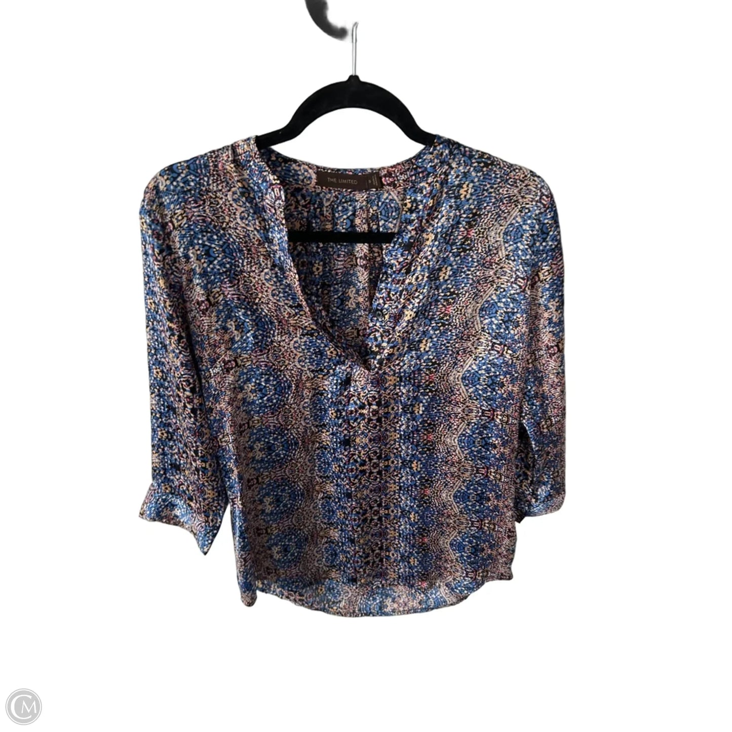 Blouse Long Sleeve By Limited In Blue & Tan, Size: S