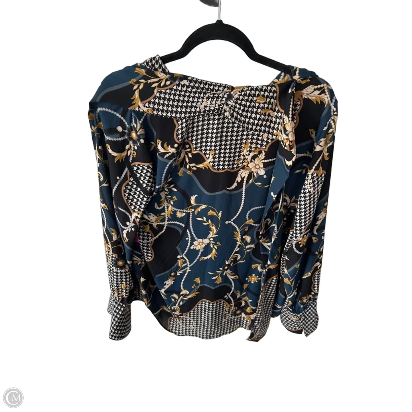 Blouse Long Sleeve By Ann Taylor In Black & Blue, Size: M