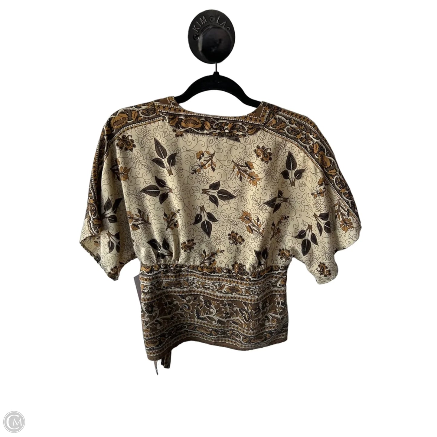 Blouse Short Sleeve By Cmc In Brown & Cream, Size: S