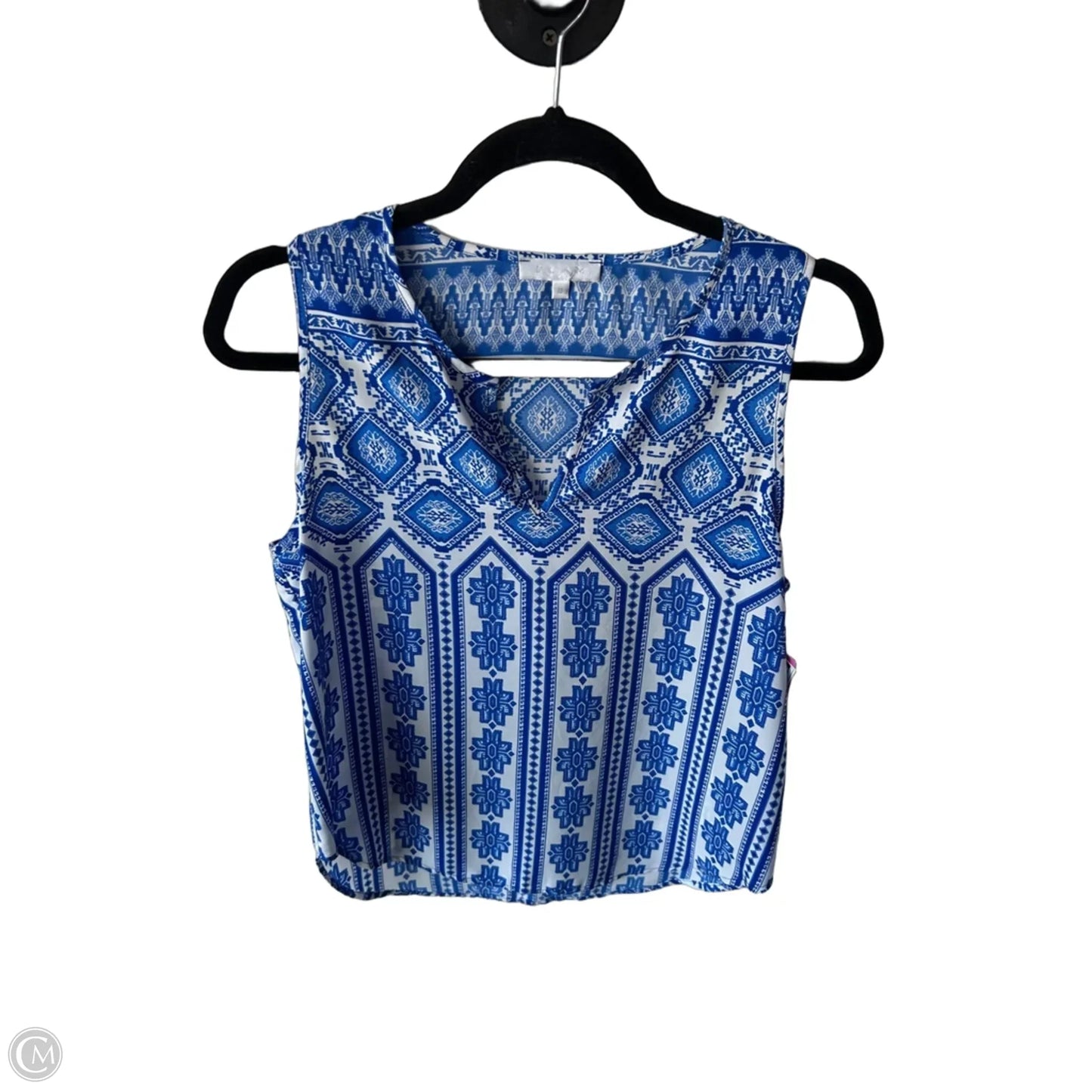 Top Sleeveless By Glam In Blue & White, Size: S