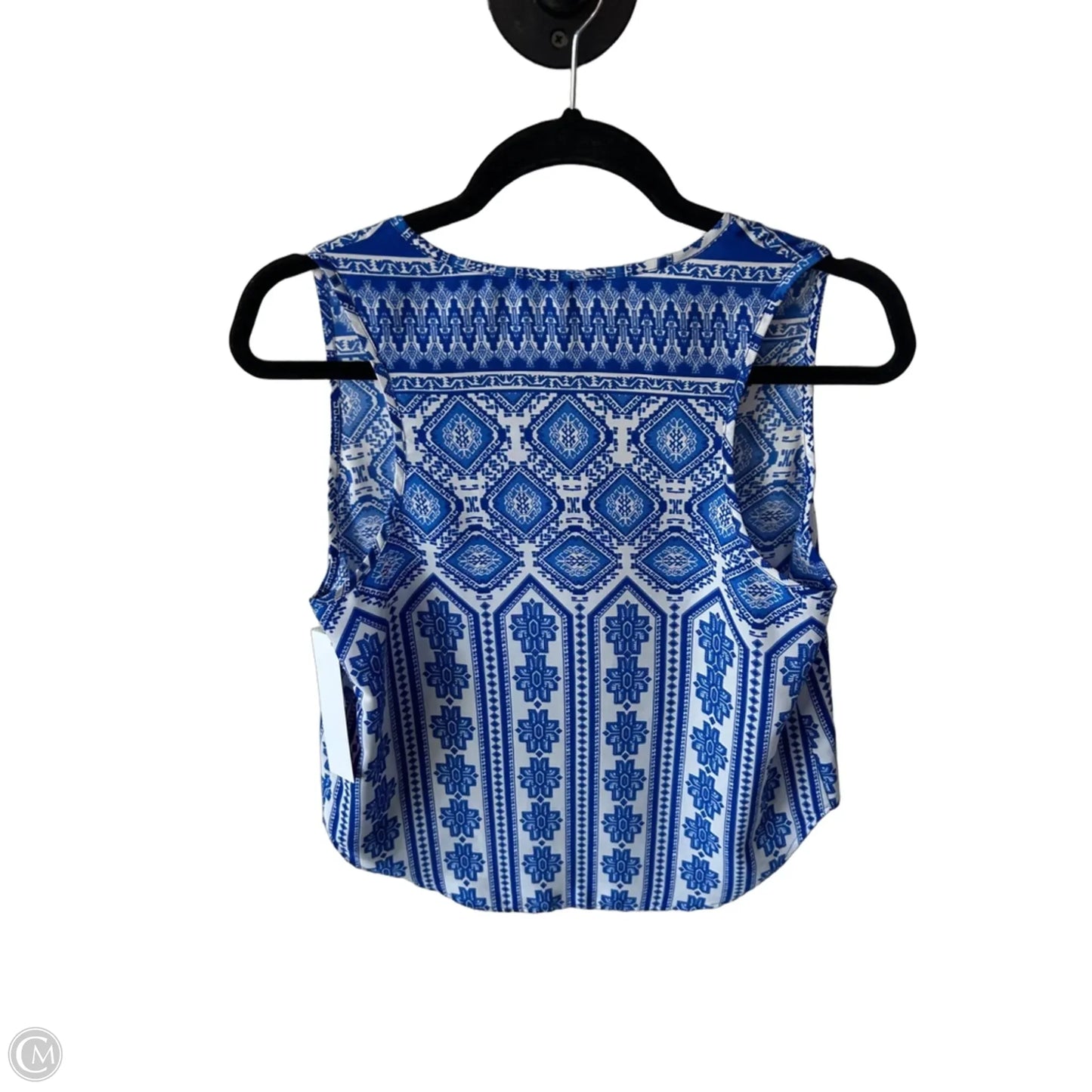 Top Sleeveless By Glam In Blue & White, Size: S