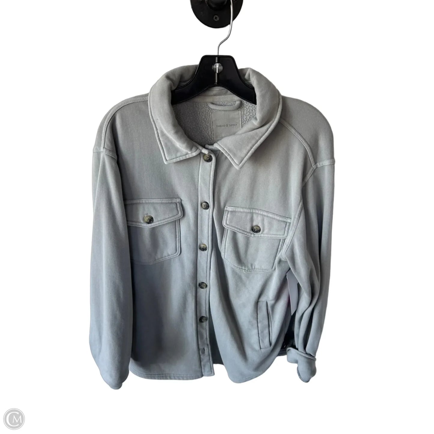 Jacket Shirt By Thread And Supply In Grey, Size: M