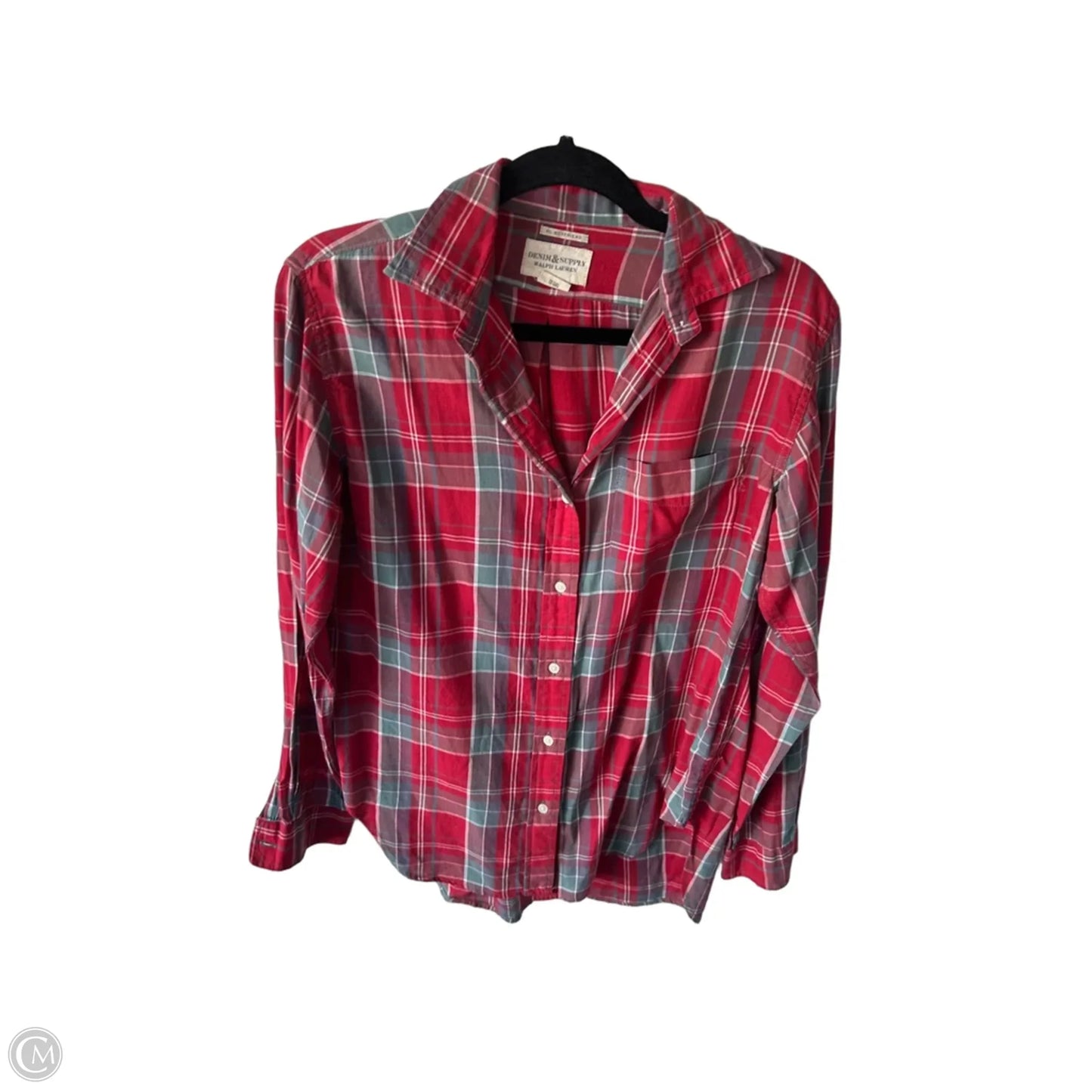 Top Long Sleeve By Denim & Supply By Ralph Lauren In Grey & Red, Size: S