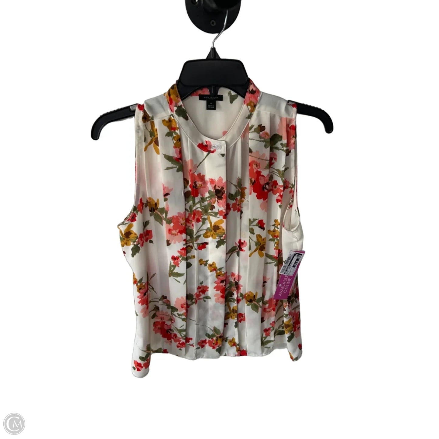 Blouse Sleeveless By Ann Taylor In Cream & Orange, Size: M