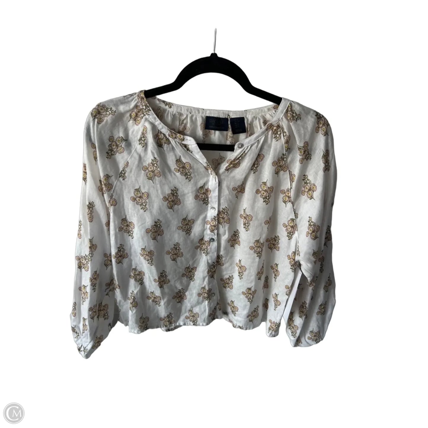 Blouse Long Sleeve By Rachel Zoe In Green & White, Size: S