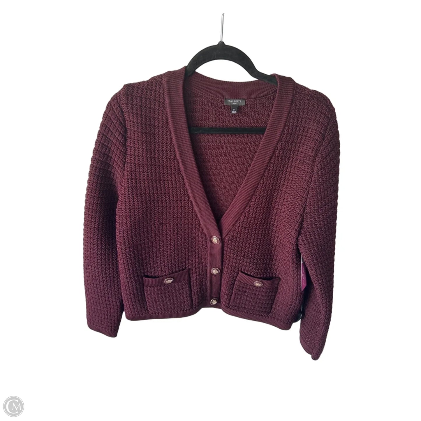 Sweater Cardigan By Talbots In Maroon, Size: Lp