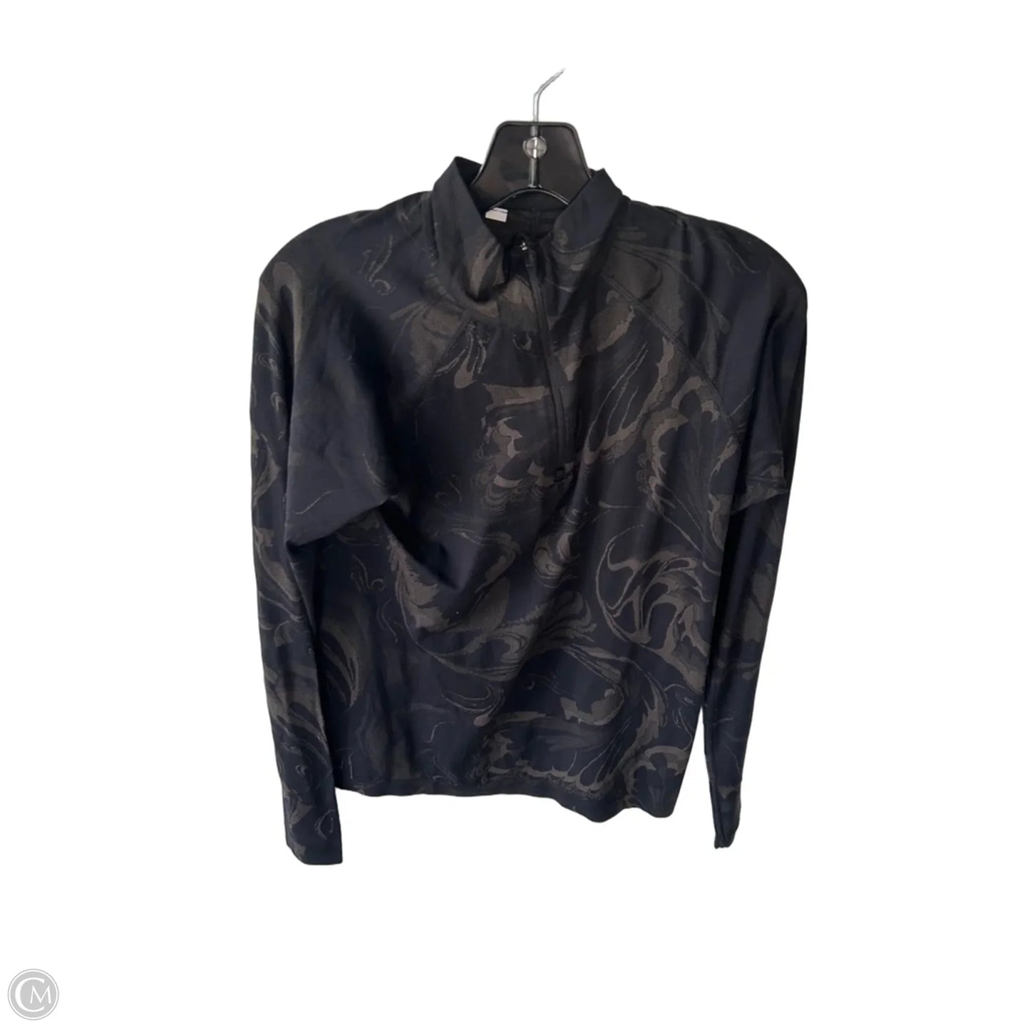 Athletic Top Long Sleeve Collar By Cmc In Black & Tan, Size: S