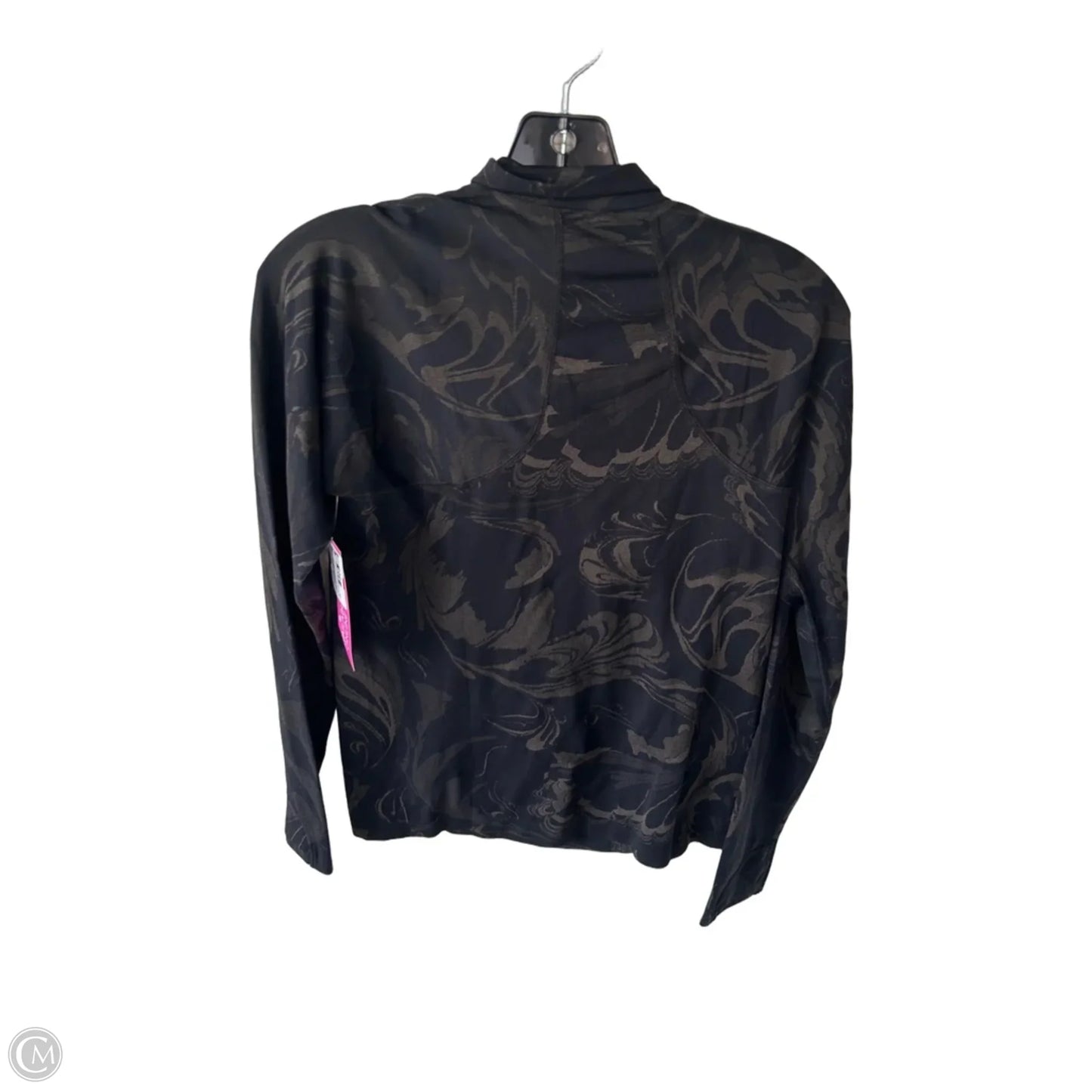 Athletic Top Long Sleeve Collar By Cmc In Black & Tan, Size: S