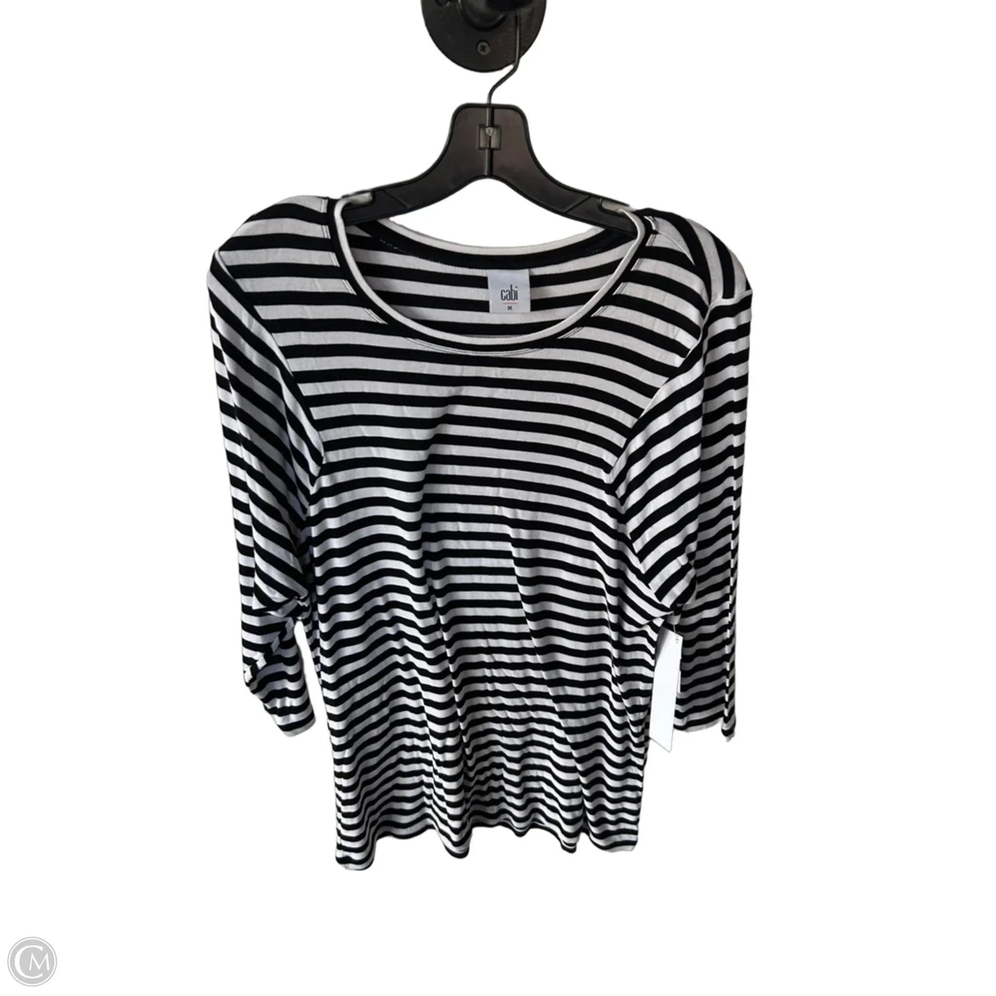 Top 3/4 Sleeve By Cabi In Black & White, Size: M