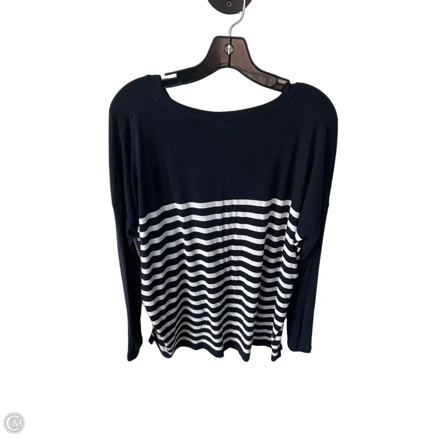 Top Long Sleeve By Cabi In Blue & White, Size: M