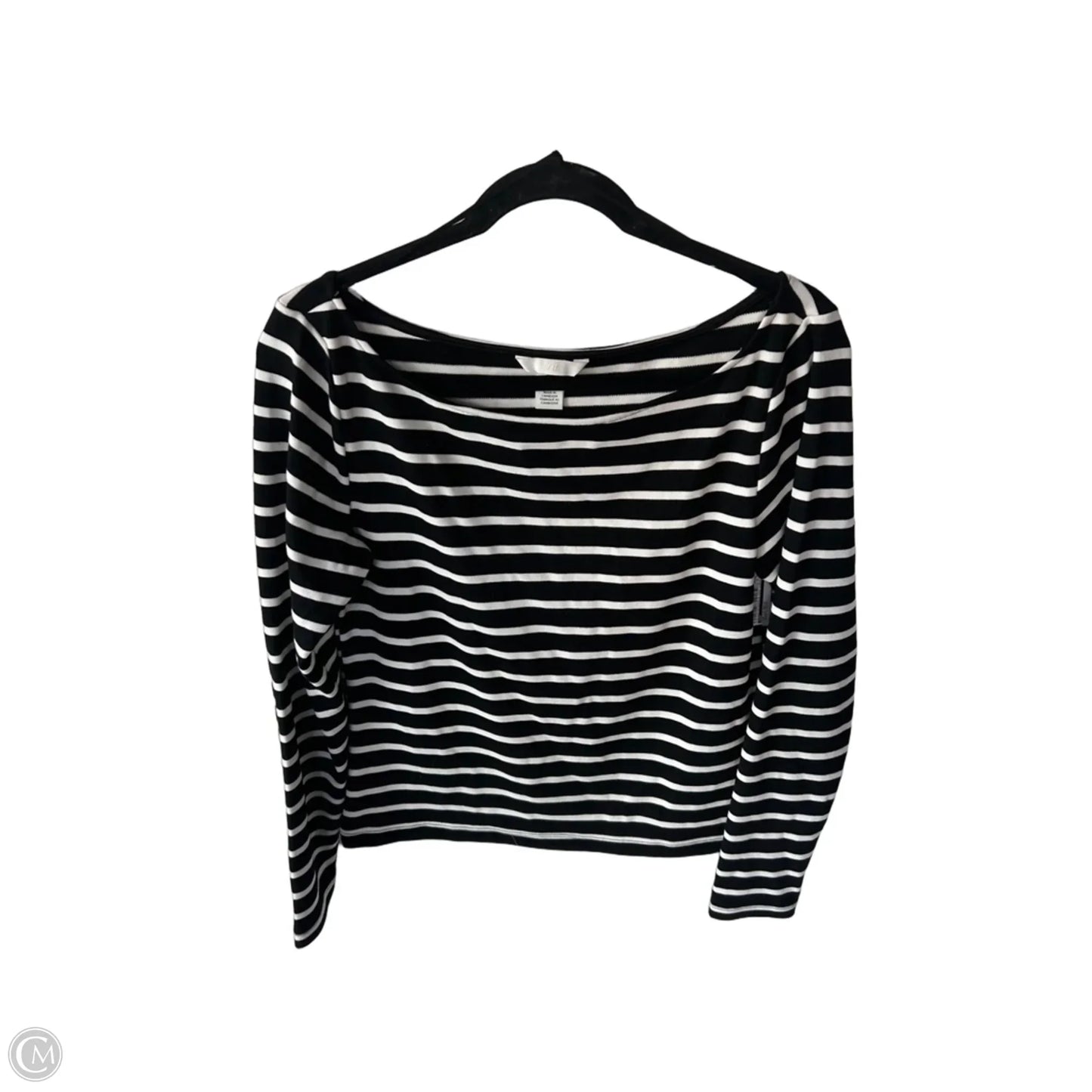 Top Long Sleeve Basic By H&m In Black & White, Size: L
