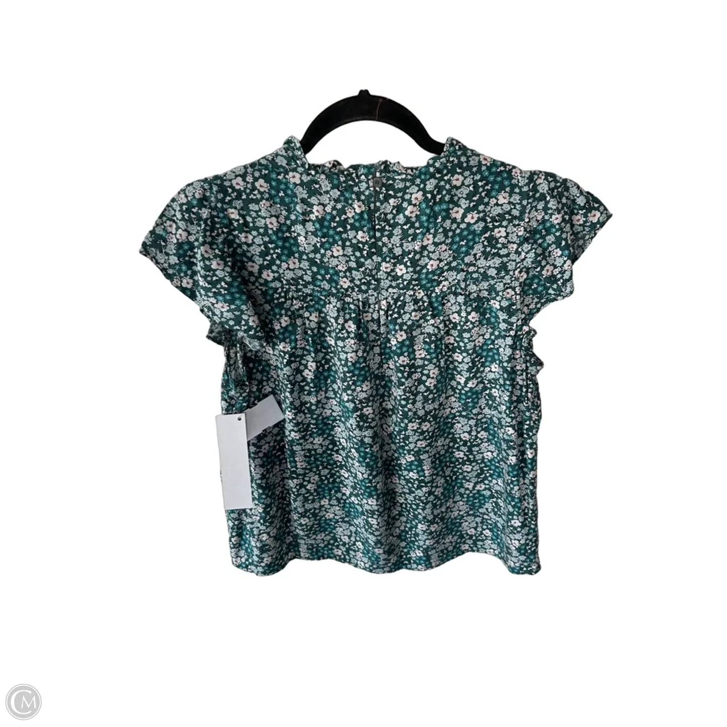 Blouse Short Sleeve By Loft In Green & White, Size: S