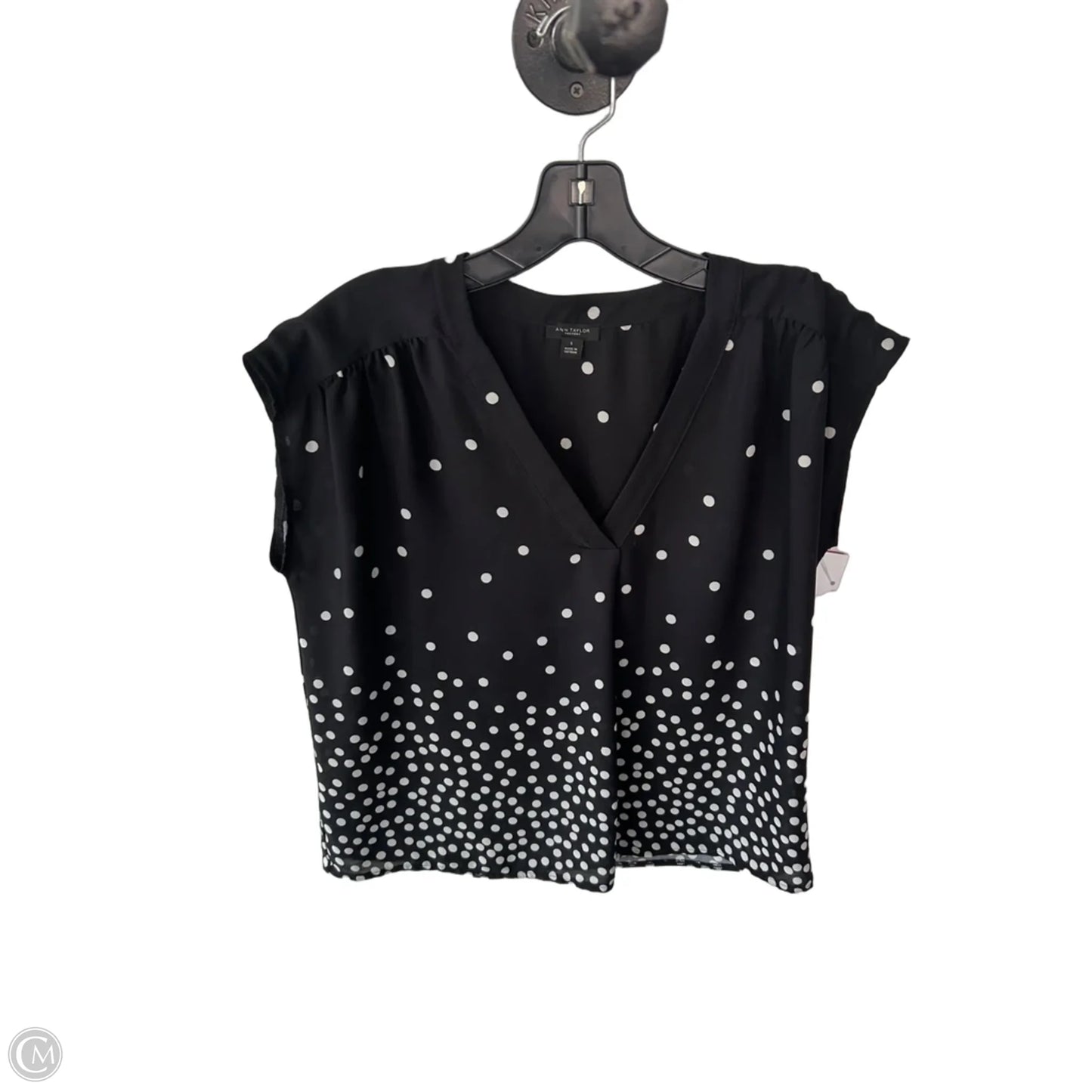 Blouse Sleeveless By Ann Taylor In Black & White, Size: S