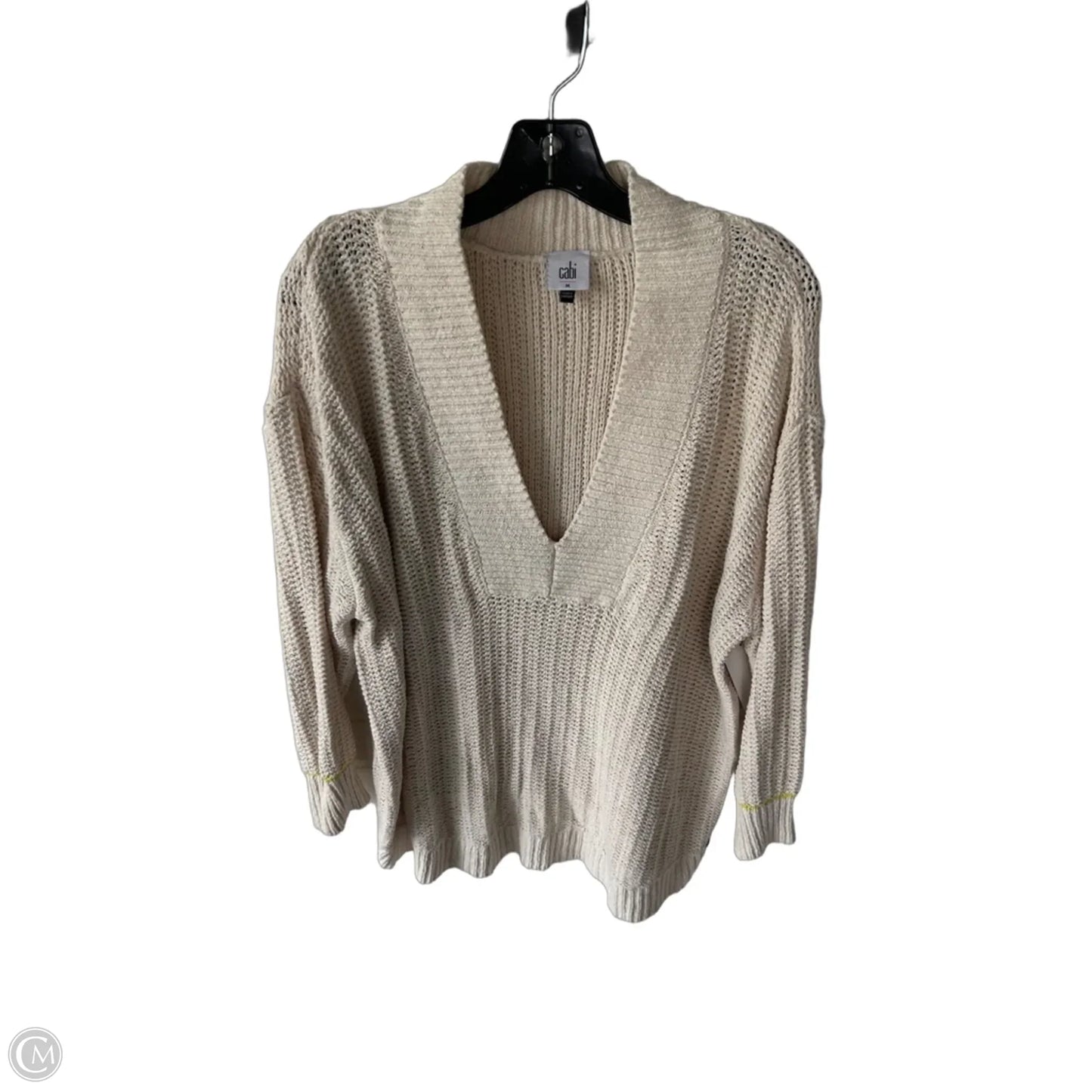 Sweater By Cabi In Cream & Yellow, Size: M